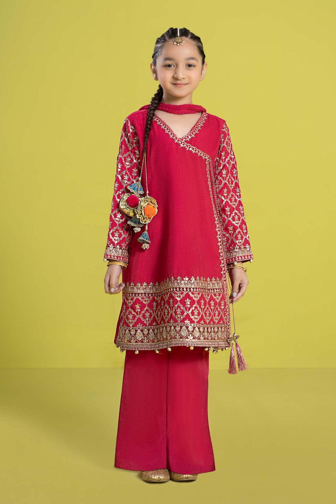 Maria B | 3 Piece Embroidered Raw Silk Suit | MKS-EF24-31 - by - Libasekhas UK - Registered Vendor of : Maria B - 100% Original Designer Dresss
