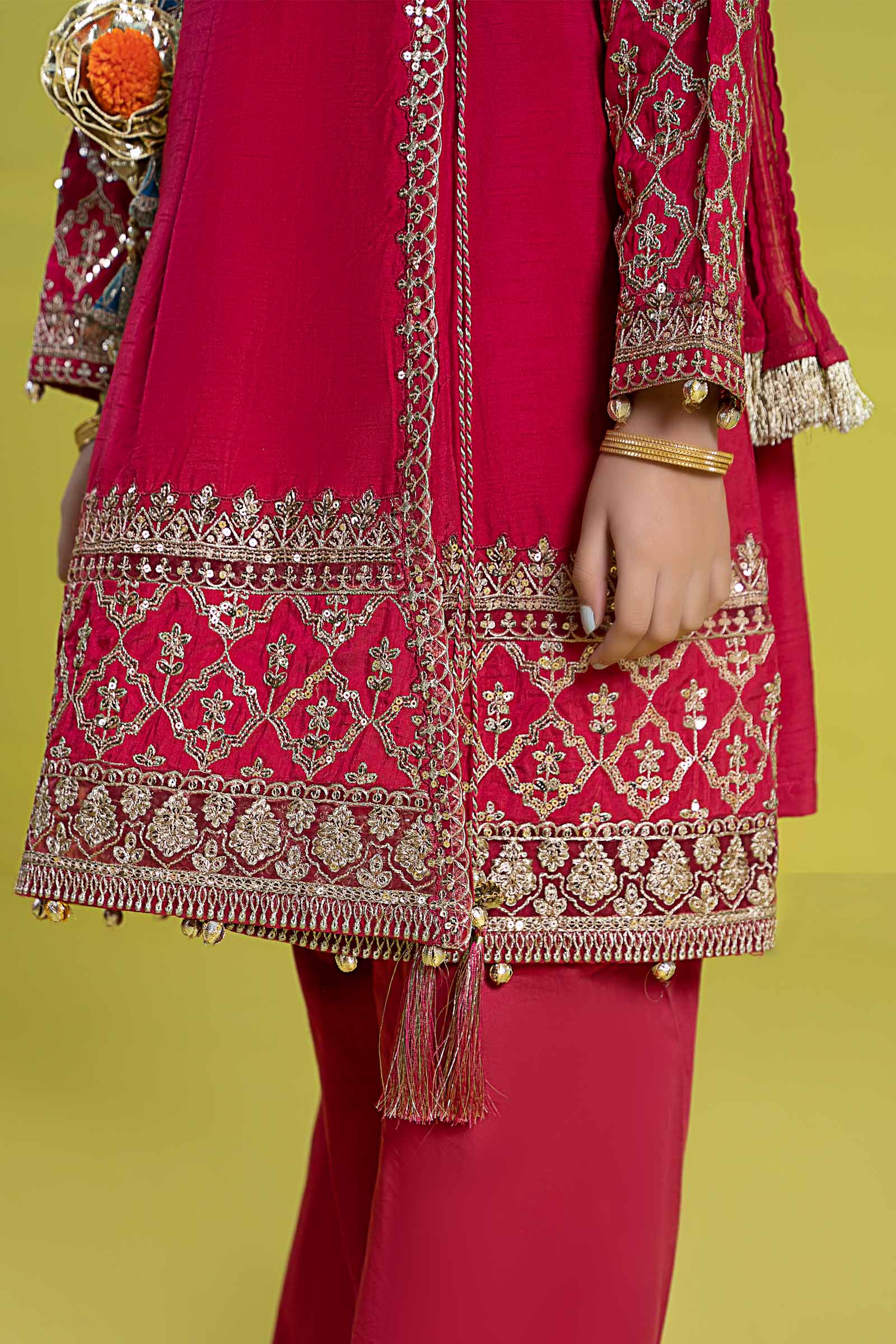 Maria B | 3 Piece Embroidered Raw Silk Suit | MKS-EF24-31 - by - Libasekhas UK - Registered Vendor of : Maria B - 100% Original Designer Dresss