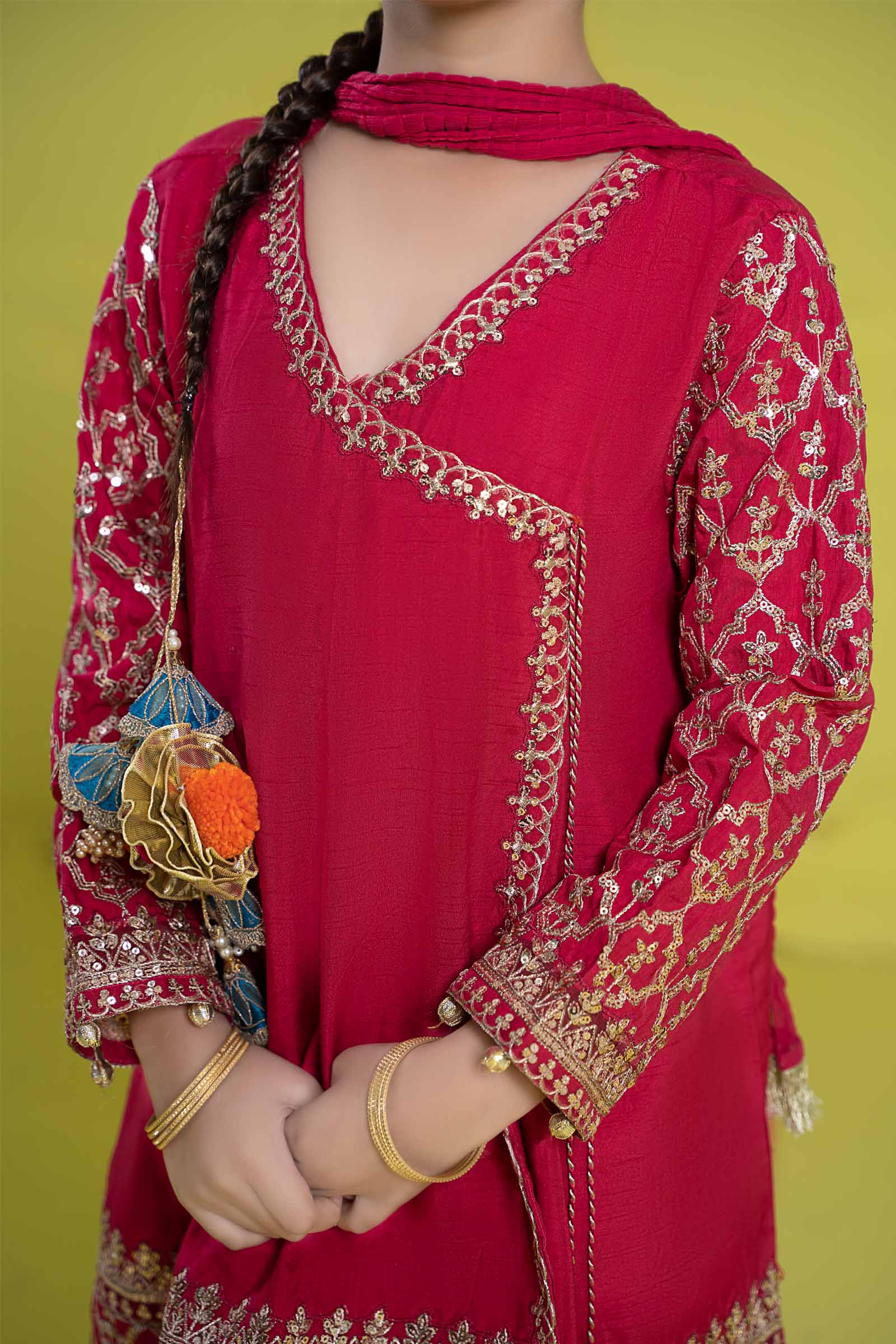Maria B | 3 Piece Embroidered Raw Silk Suit | MKS-EF24-31 - by - Libasekhas UK - Registered Vendor of : Maria B - 100% Original Designer Dresss