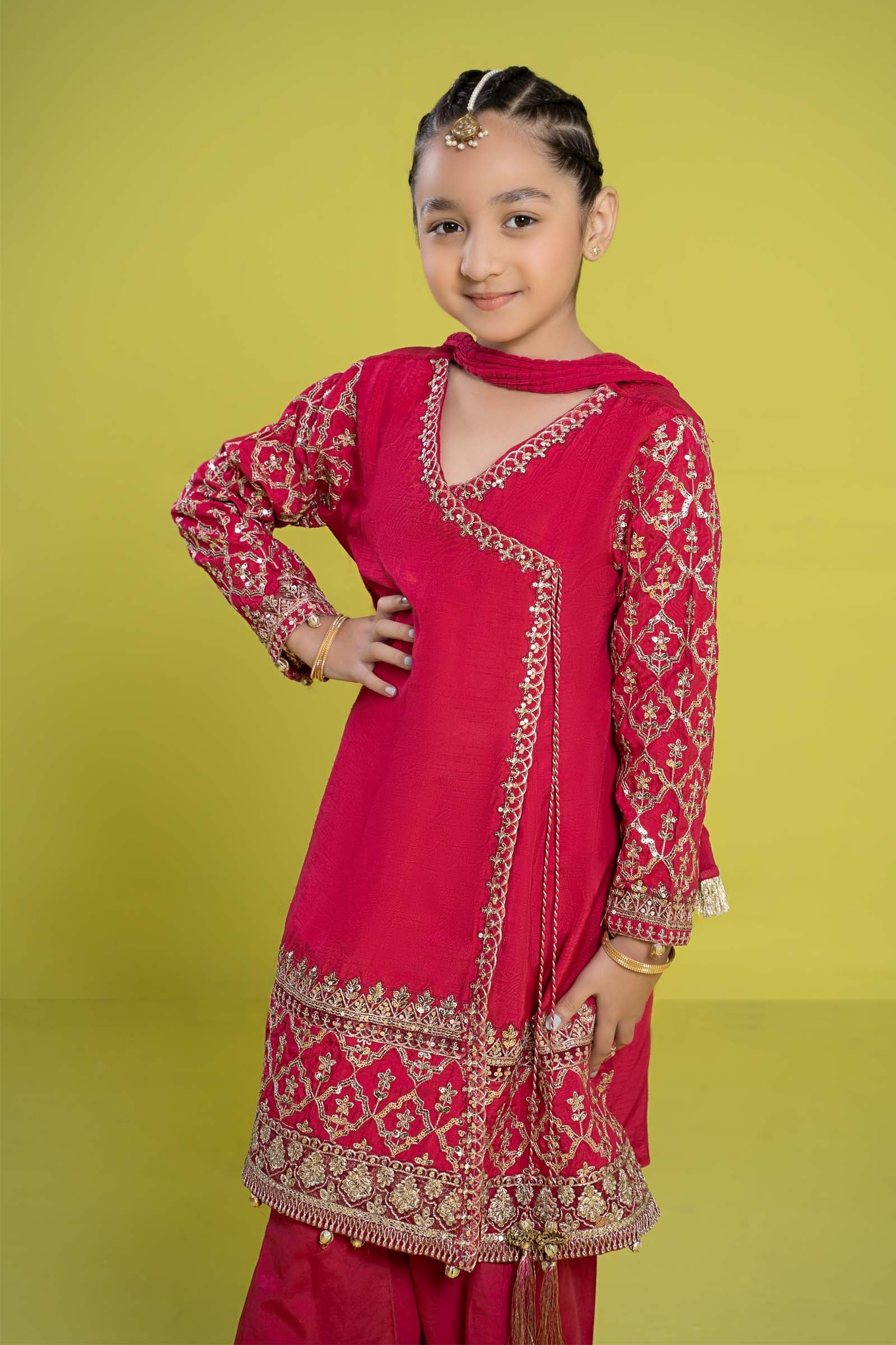 Maria B | 3 Piece Embroidered Raw Silk Suit | MKS-EF24-31 - by - Libasekhas UK - Registered Vendor of : Maria B - 100% Original Designer Dresss