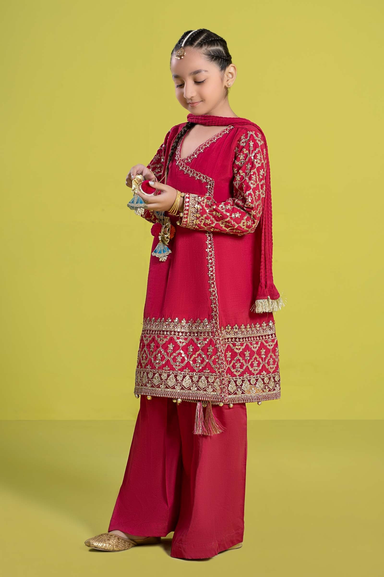 Maria B | 3 Piece Embroidered Raw Silk Suit | MKS-EF24-31 - by - Libasekhas UK - Registered Vendor of : Maria B - 100% Original Designer Dresss