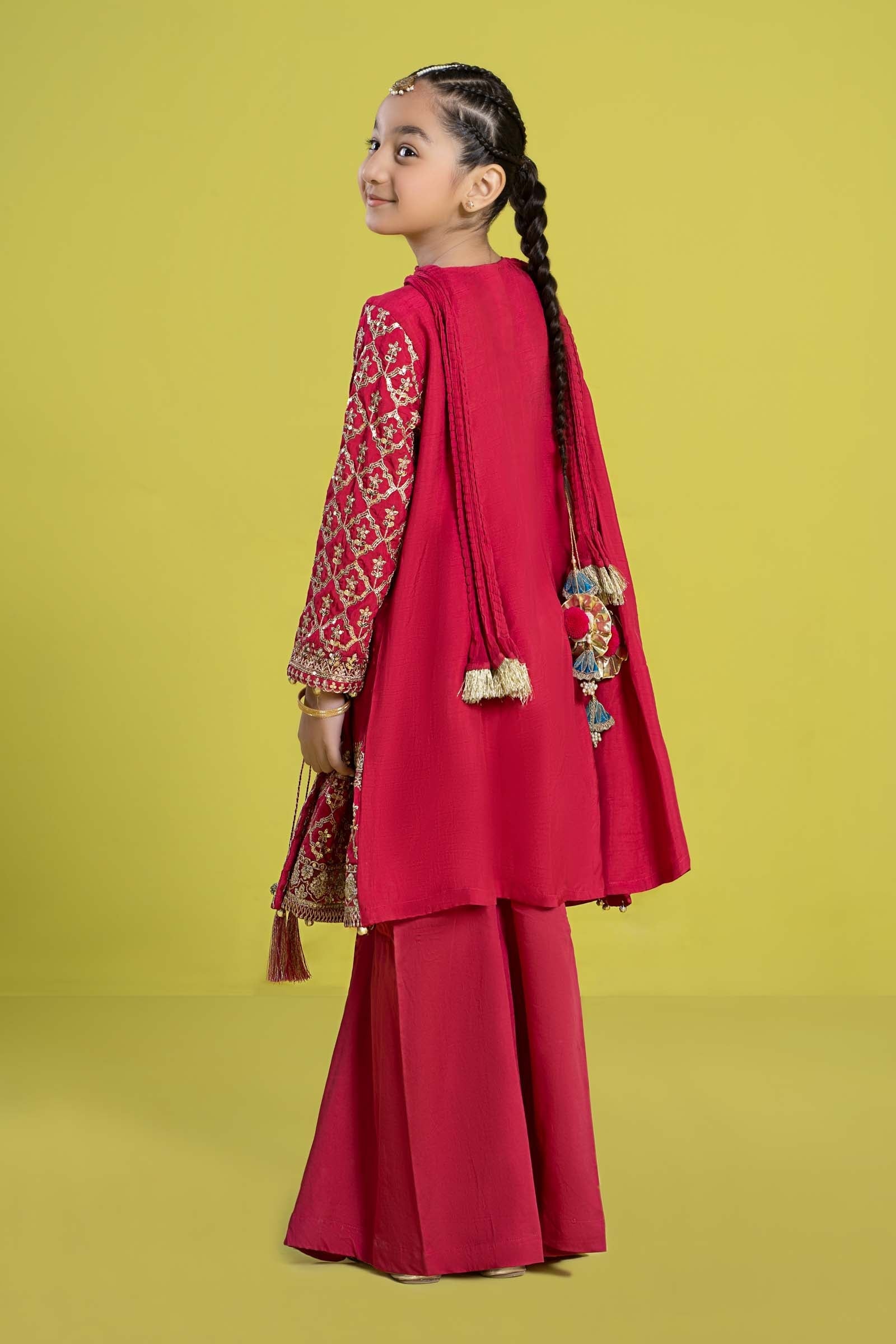 Maria B | 3 Piece Embroidered Raw Silk Suit | MKS-EF24-31 - by - Libasekhas UK - Registered Vendor of : Maria B - 100% Original Designer Dresss
