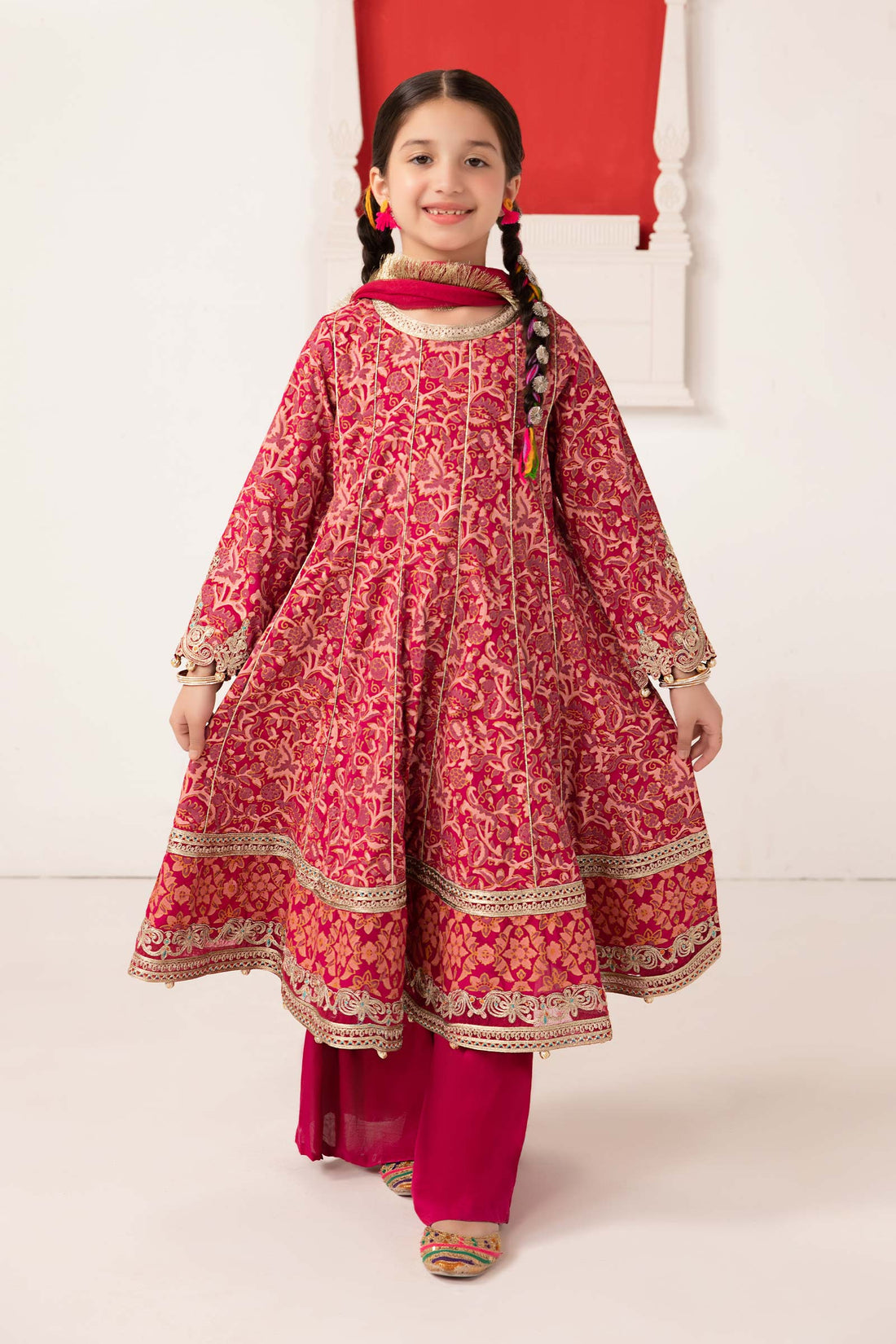Maria B | 3 Piece Printed Raw Silk Suit | MKS-EA24-05 - by - Libasekhas UK - Registered Vendor of : Maria B - 100% Original Designer Dresss