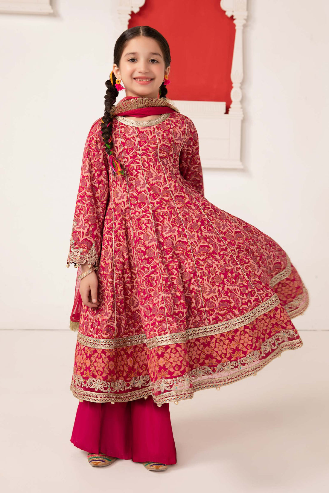 Maria B | 3 Piece Printed Raw Silk Suit | MKS-EA24-05 - by - Libasekhas UK - Registered Vendor of : Maria B - 100% Original Designer Dresss