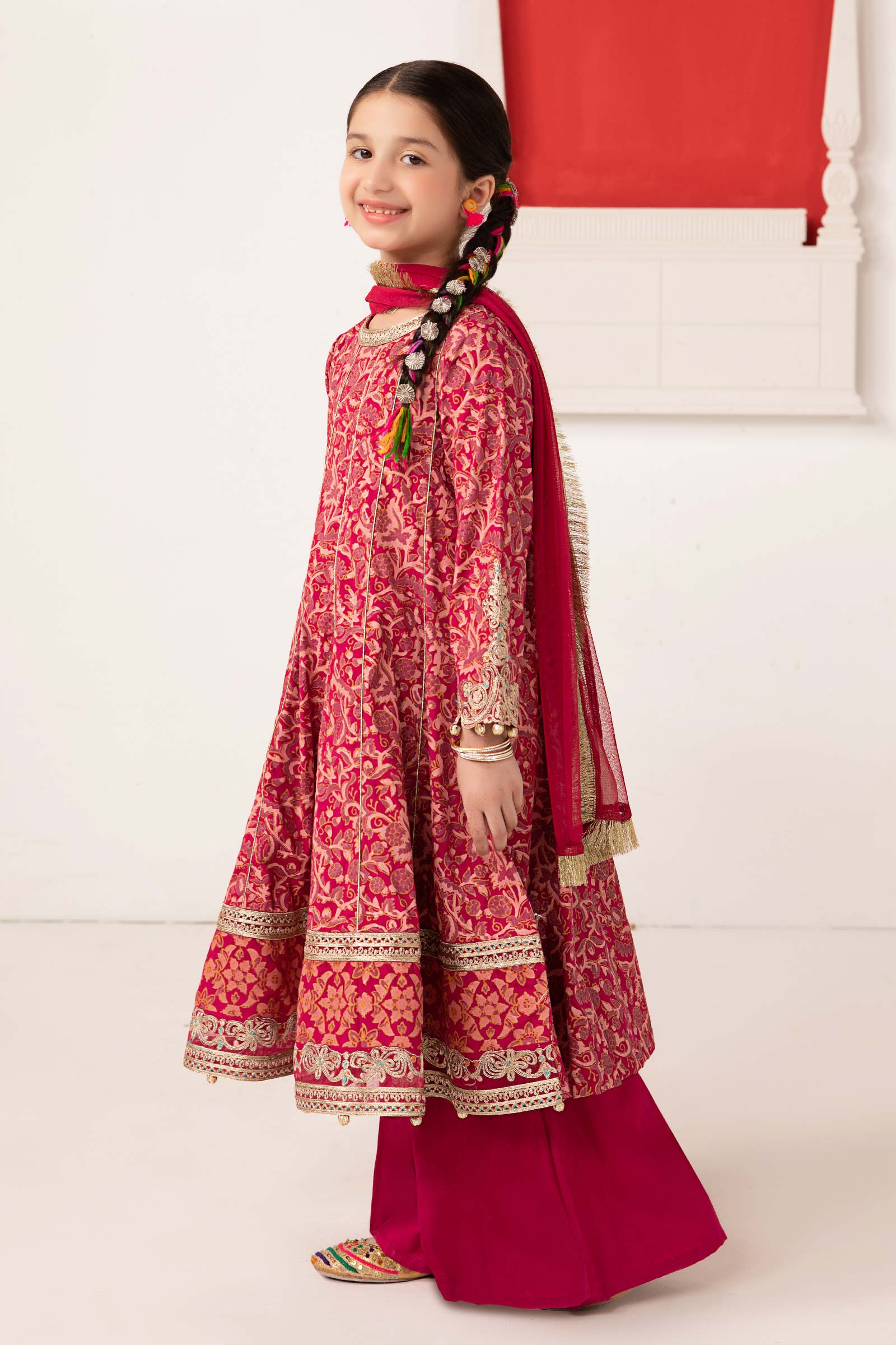 Maria B | 3 Piece Printed Raw Silk Suit | MKS-EA24-05 - by - Libasekhas UK - Registered Vendor of : Maria B - 100% Original Designer Dresss