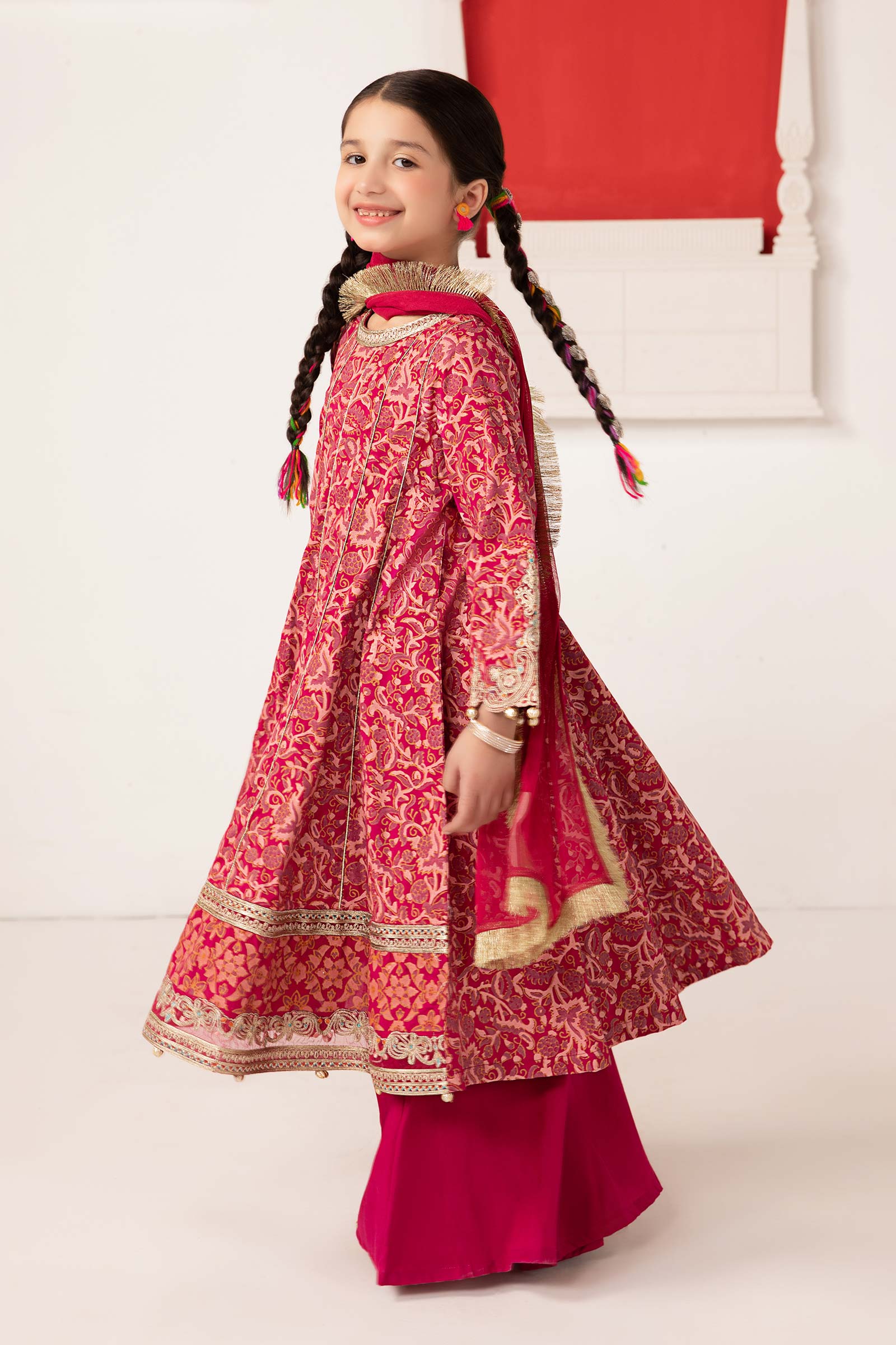 Maria B | 3 Piece Printed Raw Silk Suit | MKS-EA24-05 - by - Libasekhas UK - Registered Vendor of : Maria B - 100% Original Designer Dresss
