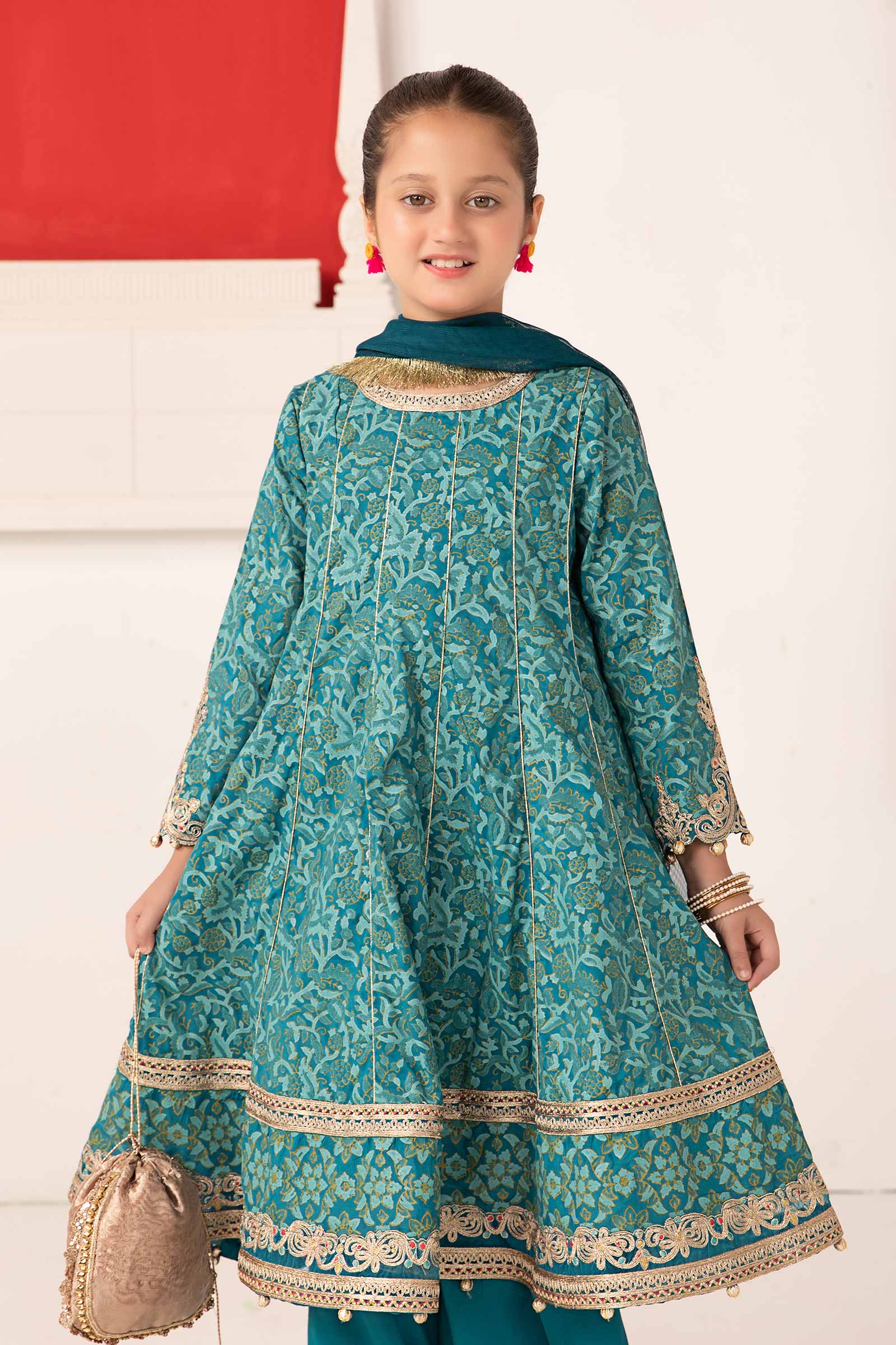 Maria B | 3 Piece Printed Raw Silk Suit | MKS-EA24-05 - by - Libasekhas UK - Registered Vendor of : Maria B - 100% Original Designer Dresss