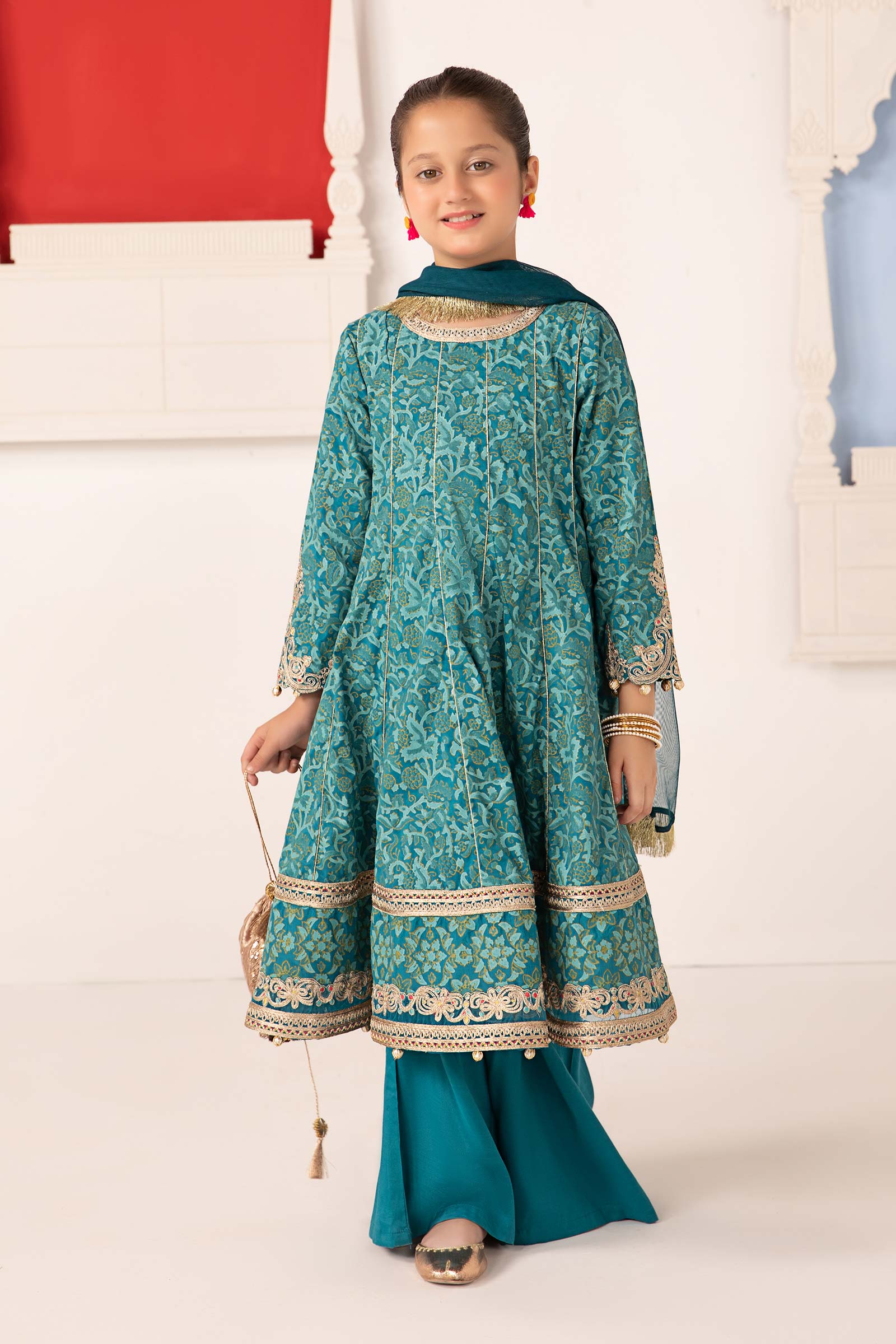 Maria B | 3 Piece Printed Raw Silk Suit | MKS-EA24-05 - by - Libasekhas UK - Registered Vendor of : Maria B - 100% Original Designer Dresss