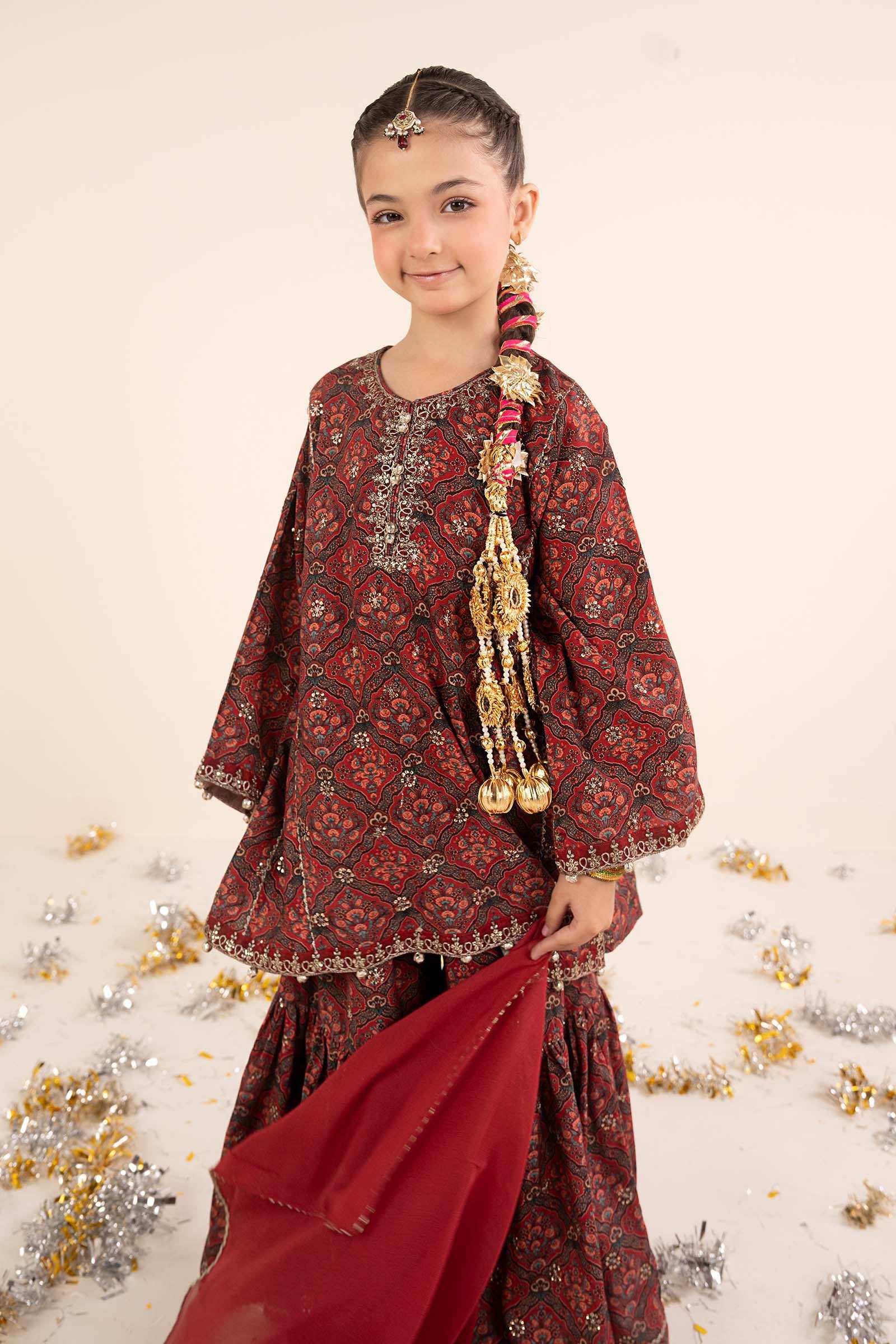 kids-clothes-mks-ea26-05-maroon by Maria B Kids - Designer Dress  - Type : KidsClothes - Available at Libasekhas UK - 100% Original 