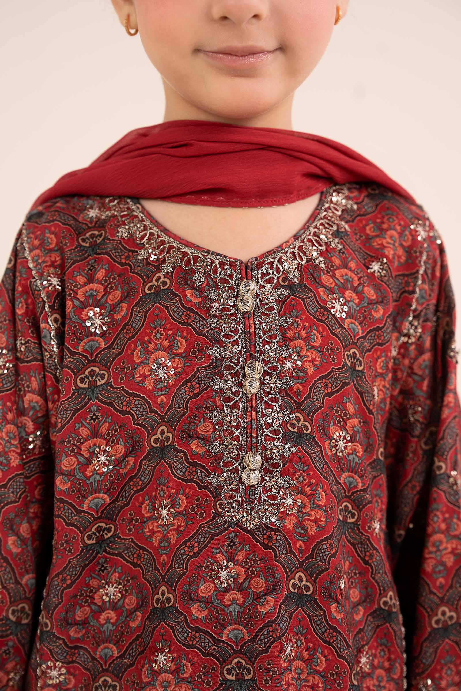 kids-clothes-mks-ea26-05-maroon by Maria B Kids - Designer Dress  - Type : KidsClothes - Available at Libasekhas UK - 100% Original 