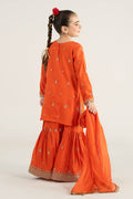 3 Piece Embroidered Raw Silk Suit - Kids Clothing - available at Maria Faisal in UK and USA.