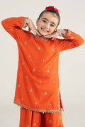 3 Piece Embroidered Raw Silk Suit - Kids Clothing - available at Maria Faisal in UK and USA.