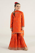 3 Piece Embroidered Raw Silk Suit - Kids Clothing - available at Maria Faisal in UK and USA.