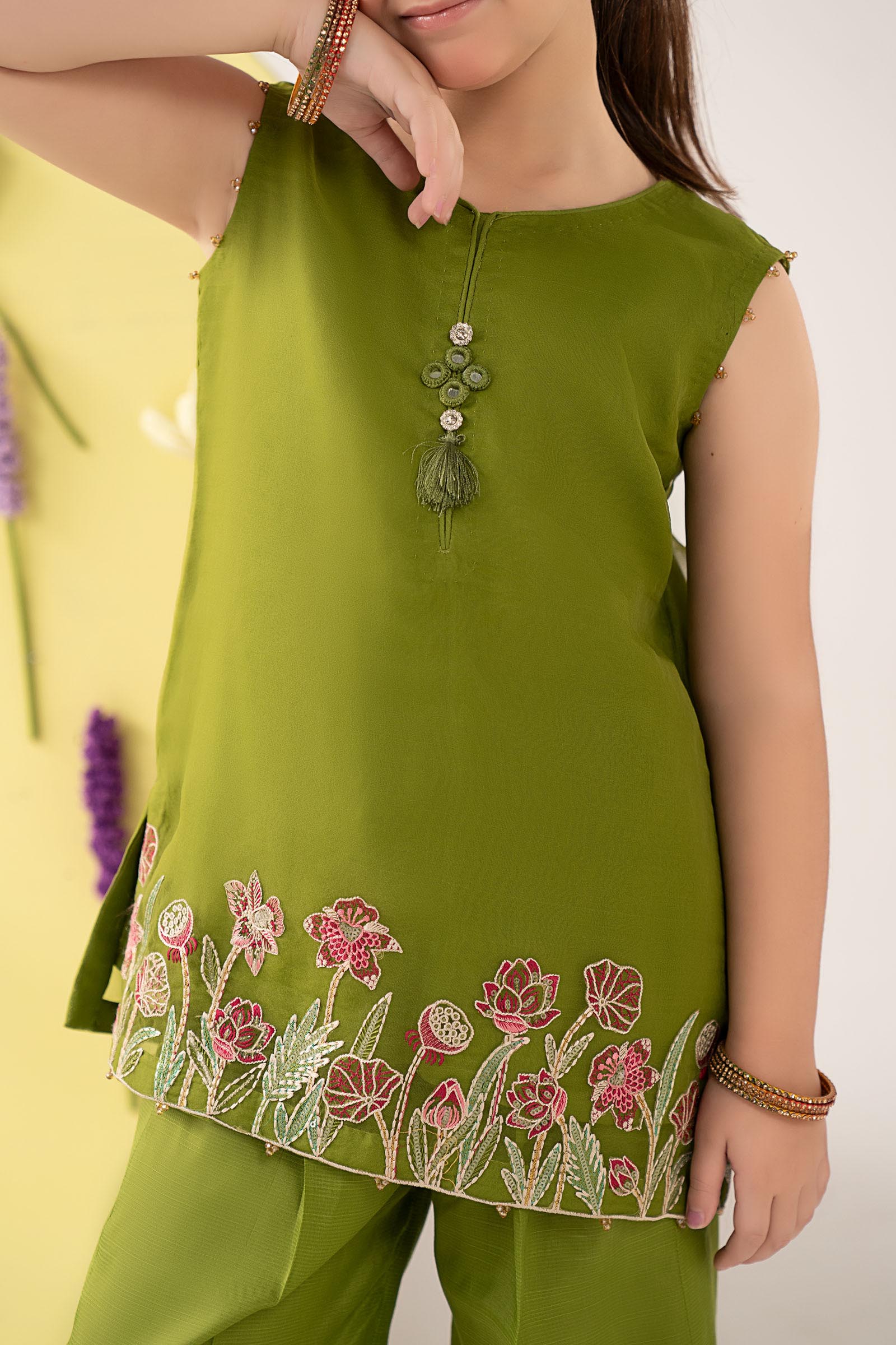 kids-clothes-mks-ea26-04-green by Maria B Kids - Designer Dress  - Type : KidsClothes - Available at Libasekhas UK - 100% Original 