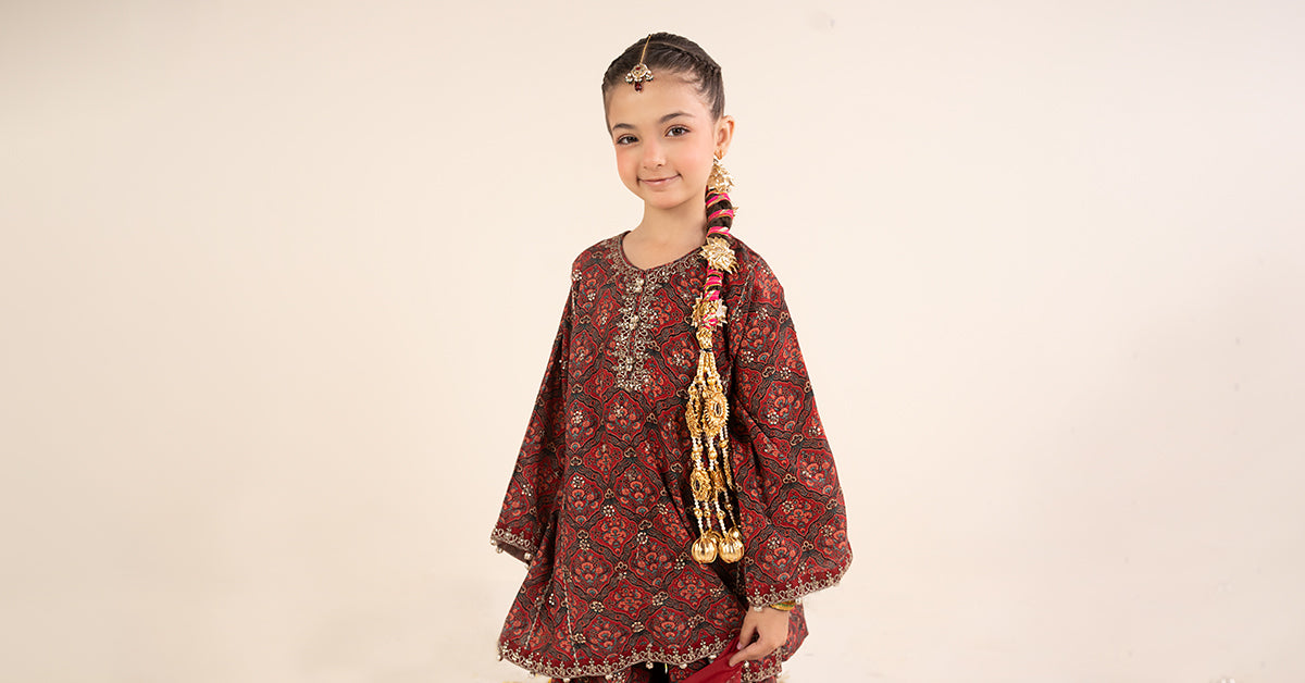 kids-clothes-mks-ea26-05-maroon by Maria B Kids - Designer Dress  - Type : KidsClothes - Available at Libasekhas UK - 100% Original 