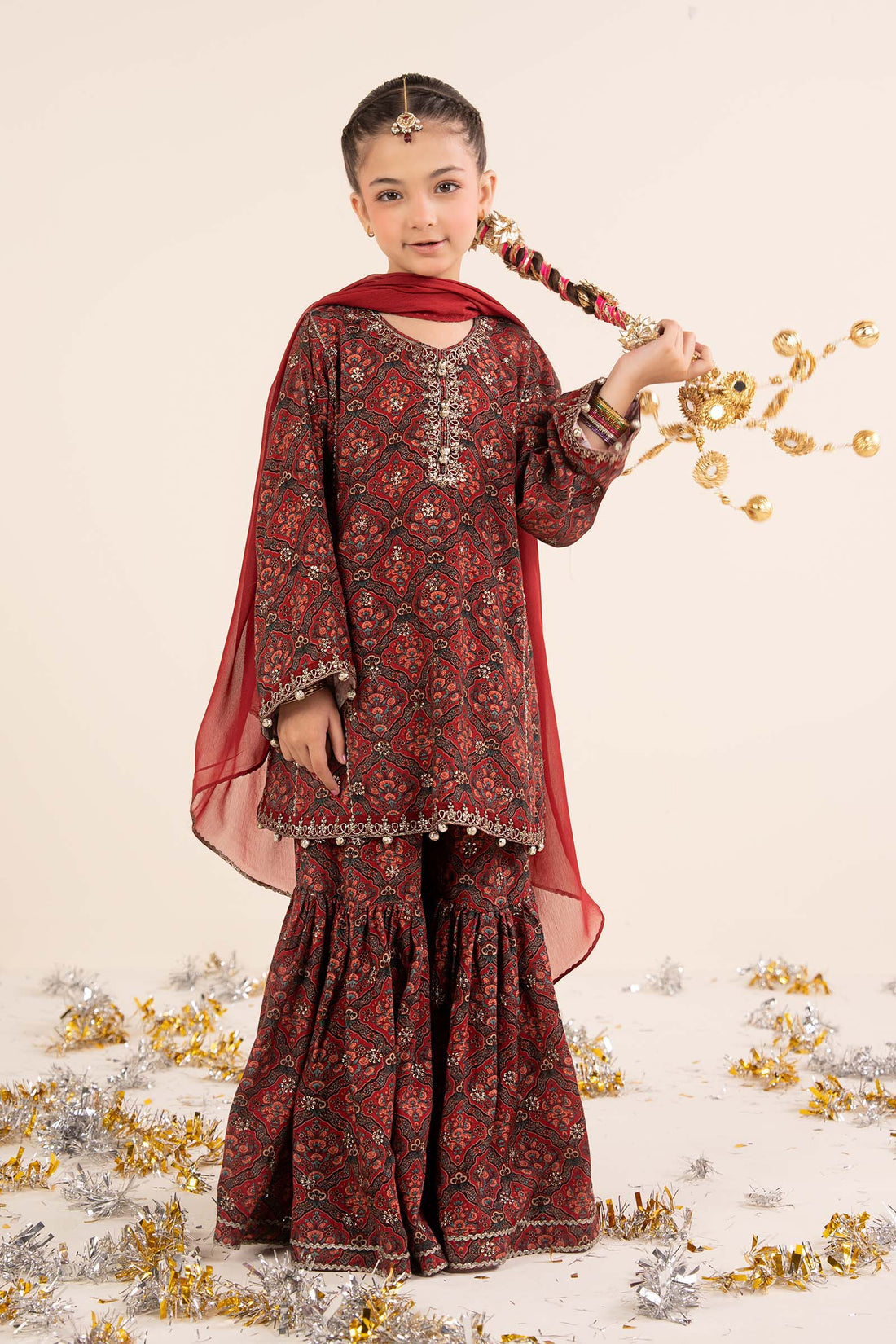 kids-clothes-mks-ea26-05-maroon by Maria B Kids - Designer Dress  - Type : KidsClothes - Available at Libasekhas UK - 100% Original 