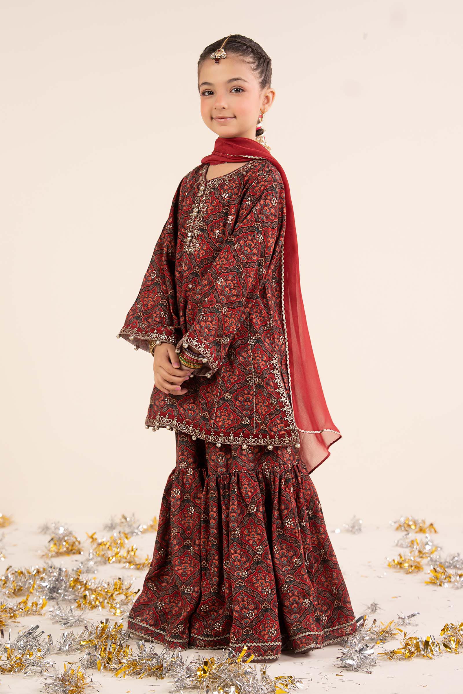 kids-clothes-mks-ea26-05-maroon by Maria B Kids - Designer Dress  - Type : KidsClothes - Available at Libasekhas UK - 100% Original 