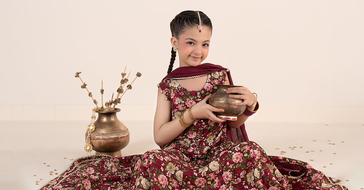kids-clothes-mks-ea26-07-maroon by Maria B Kids - Designer Dress  - Type : KidsClothes - Available at Libasekhas UK - 100% Original 