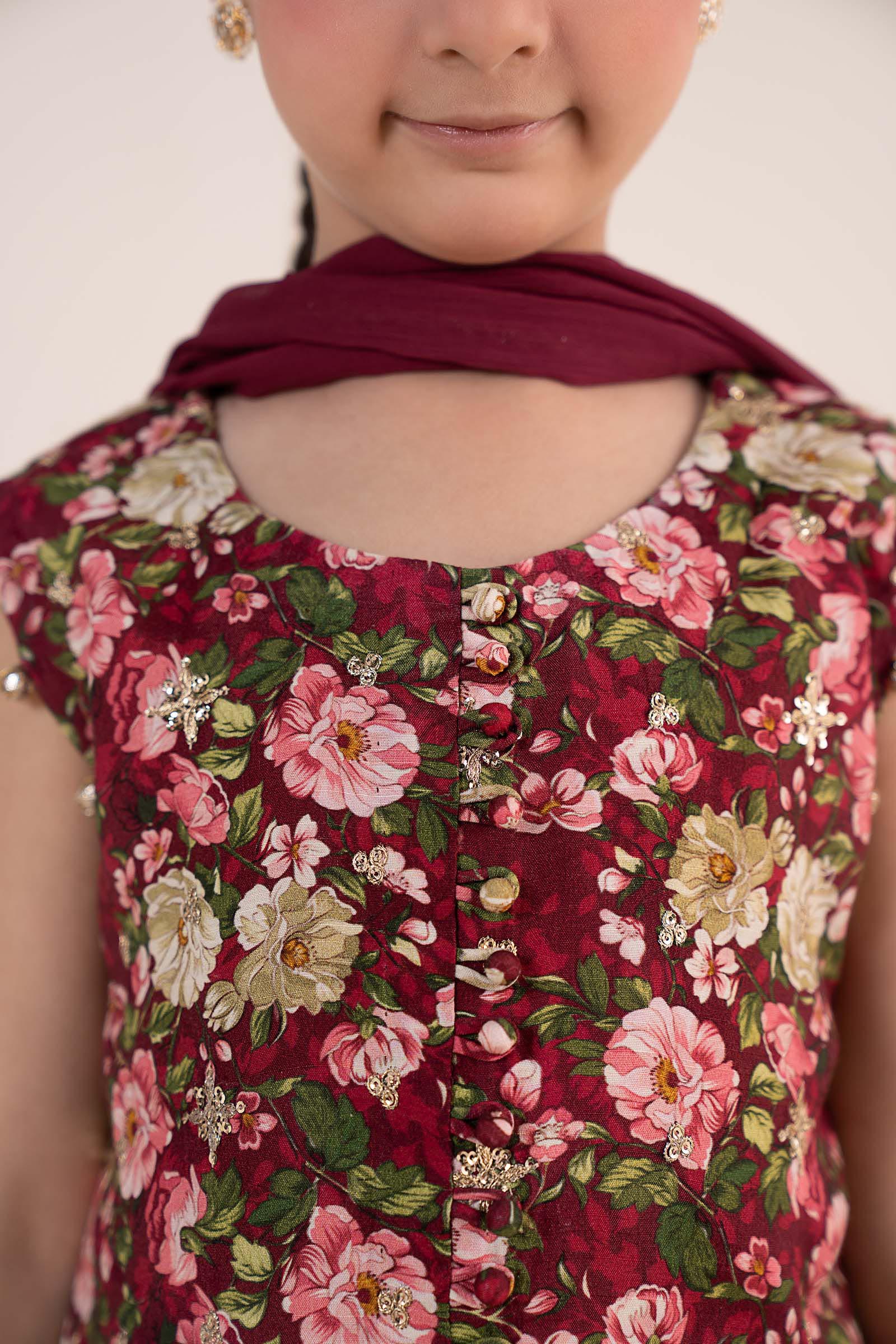 kids-clothes-mks-ea26-07-maroon by Maria B Kids - Designer Dress  - Type : KidsClothes - Available at Libasekhas UK - 100% Original 
