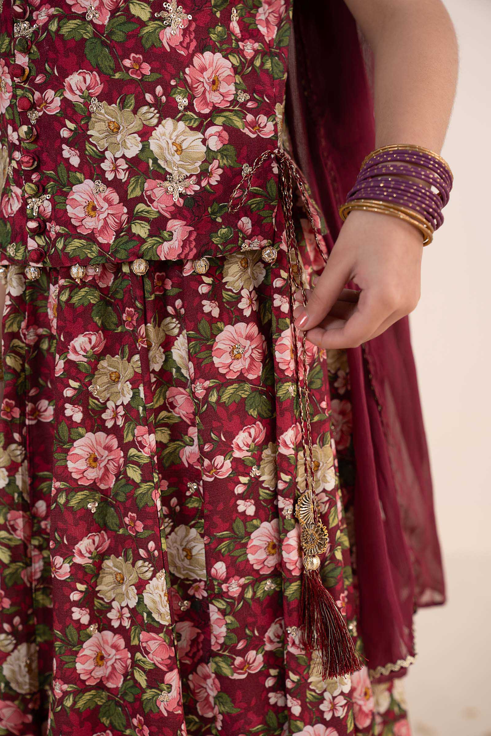 kids-clothes-mks-ea26-07-maroon by Maria B Kids - Designer Dress  - Type : KidsClothes - Available at Libasekhas UK - 100% Original 