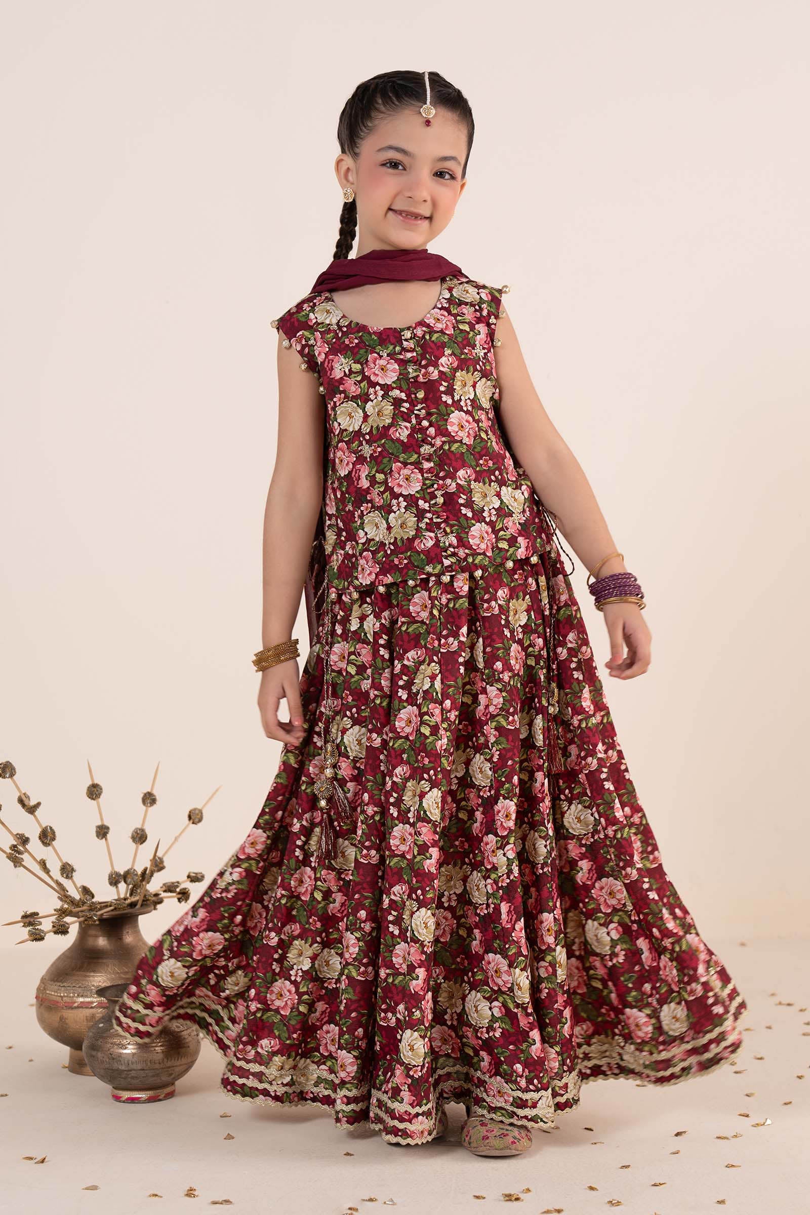 kids-clothes-mks-ea26-07-maroon by Maria B Kids - Designer Dress  - Type : KidsClothes - Available at Libasekhas UK - 100% Original 