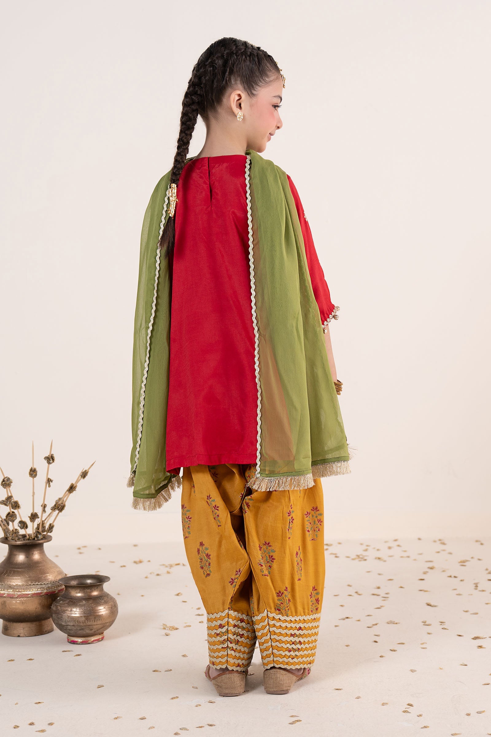 kids-clothes-mks-ea26-09-red-and-mustard by Maria B Kids - Designer Dress  - Type : KidsClothes - Available at Libasekhas UK - 100% Original 