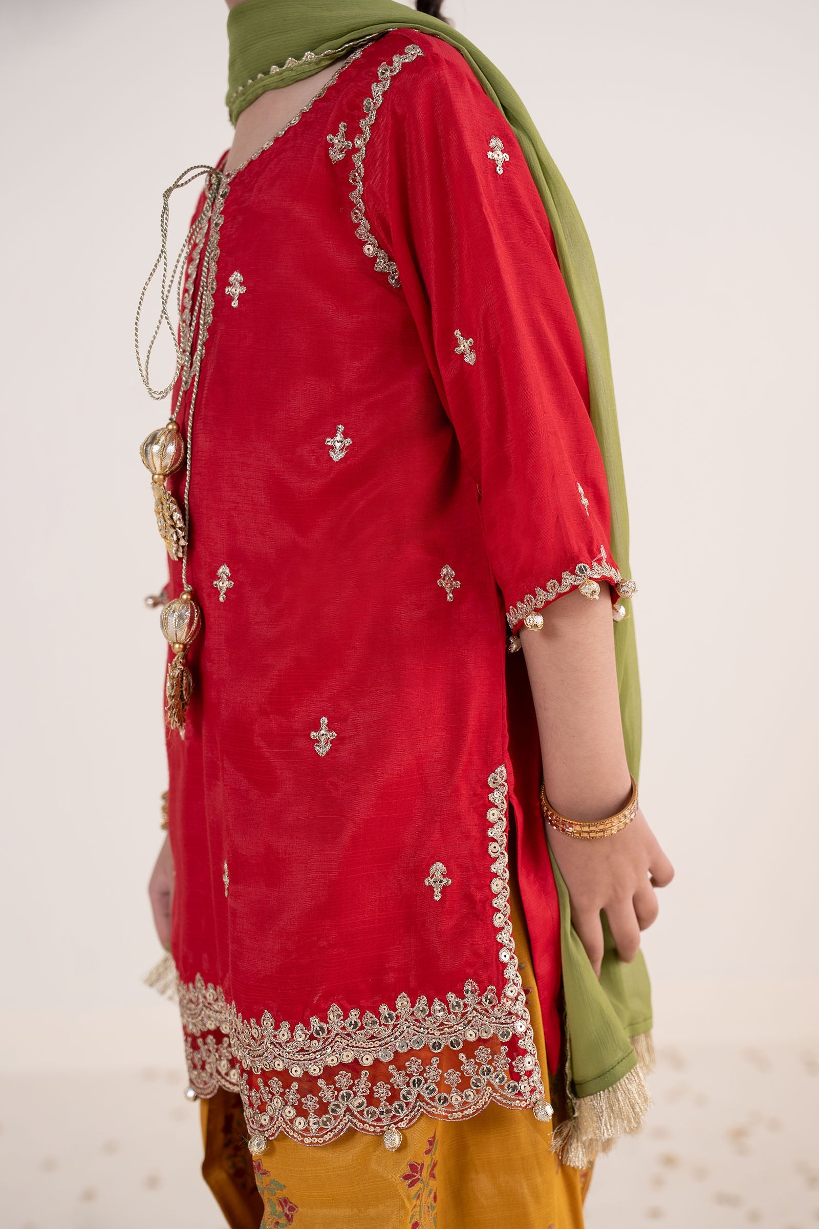 kids-clothes-mks-ea26-09-red-and-mustard by Maria B Kids - Designer Dress  - Type : KidsClothes - Available at Libasekhas UK - 100% Original 
