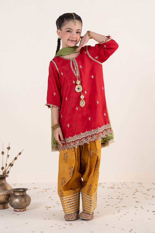 kids-clothes-mks-ea26-09-red-and-mustard by Maria B Kids - Designer Dress  - Type : KidsClothes - Available at Libasekhas UK - 100% Original 