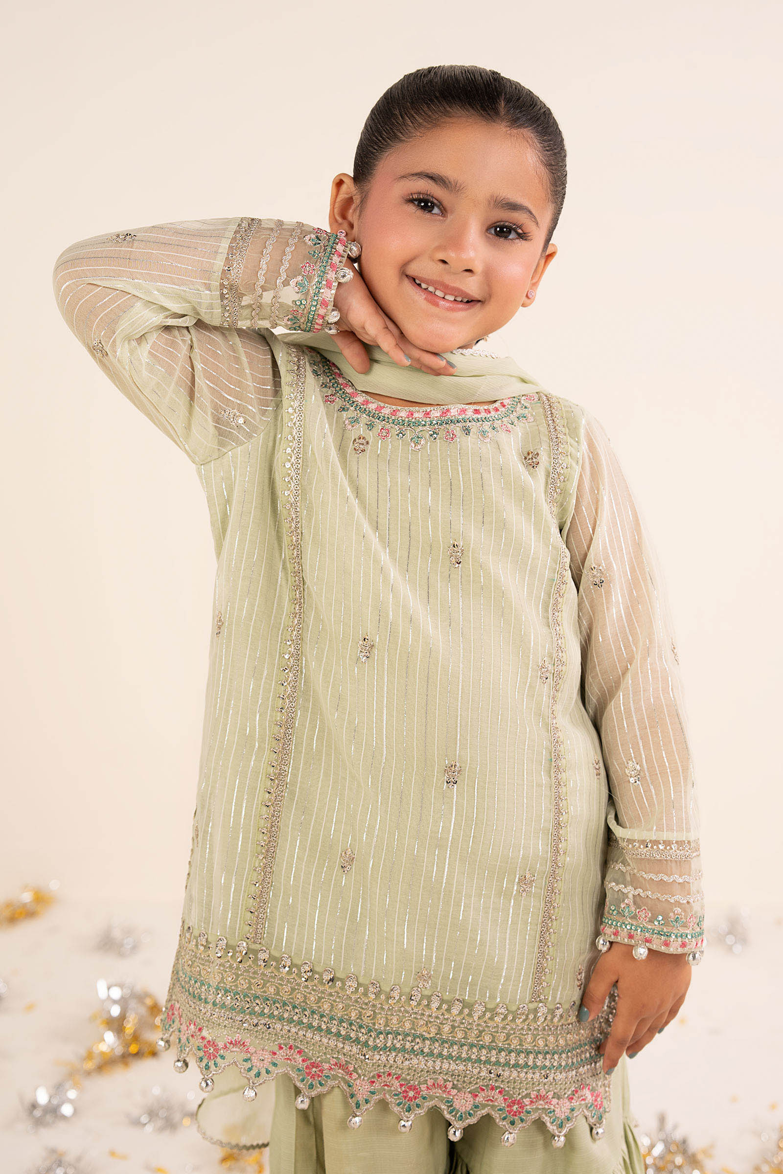 kids-clothes-mks-ea26-16-mint-green by Maria B Kids - Designer Dress  - Type : KidsClothes - Available at Libasekhas UK - 100% Original 