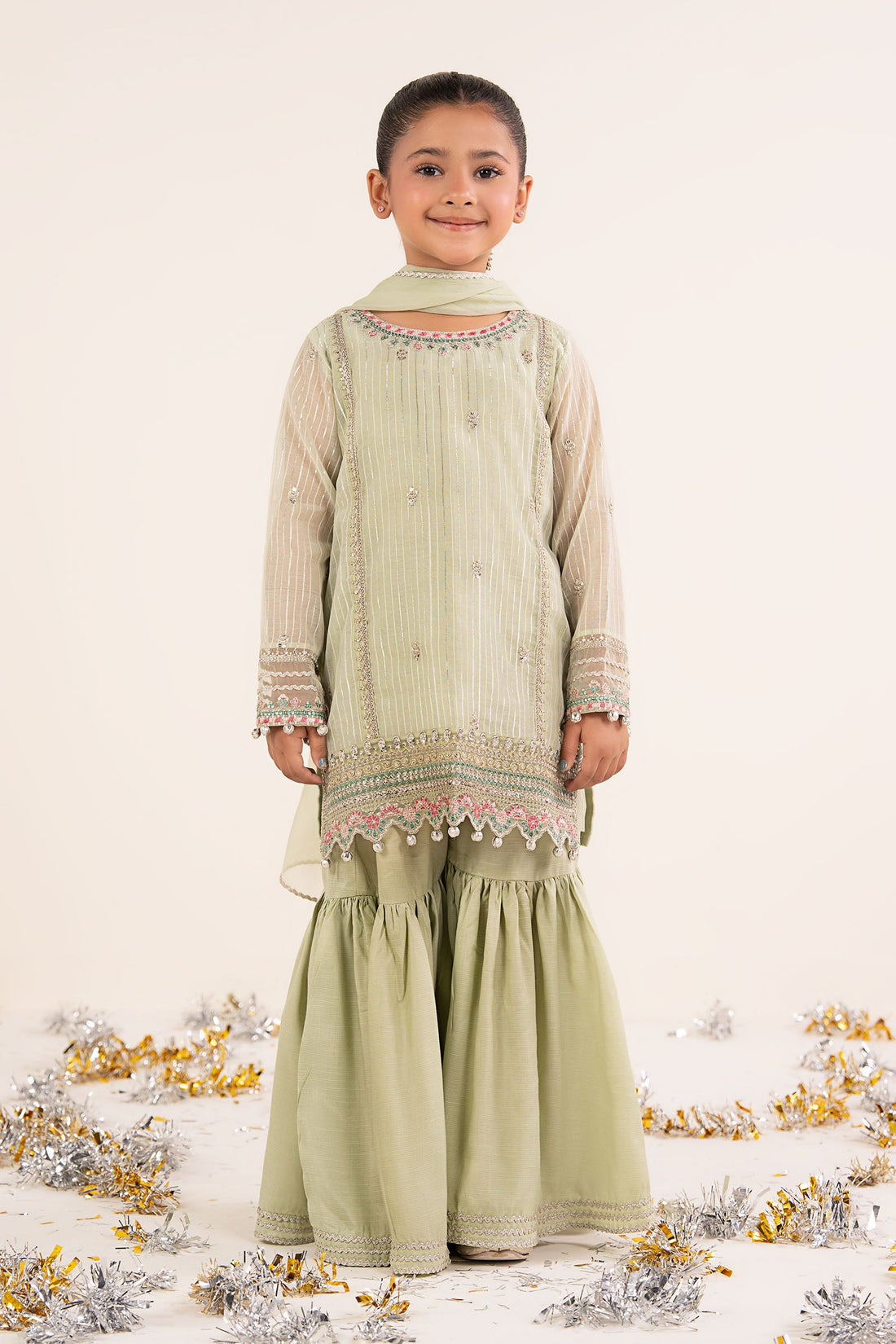 kids-clothes-mks-ea26-16-mint-green by Maria B Kids - Designer Dress  - Type : KidsClothes - Available at Libasekhas UK - 100% Original 
