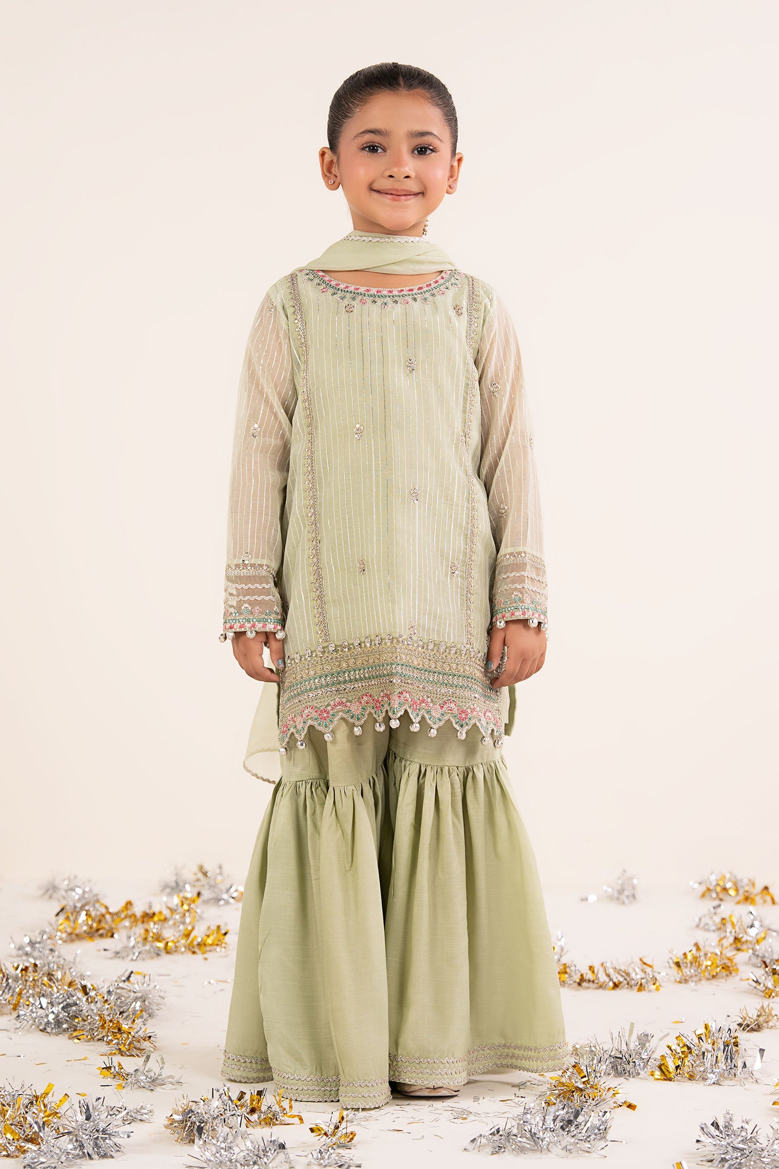 kids-clothes-mks-ea26-16-mint-green by Maria B Kids - Designer Dress  - Type : KidsClothes - Available at Libasekhas UK - 100% Original 