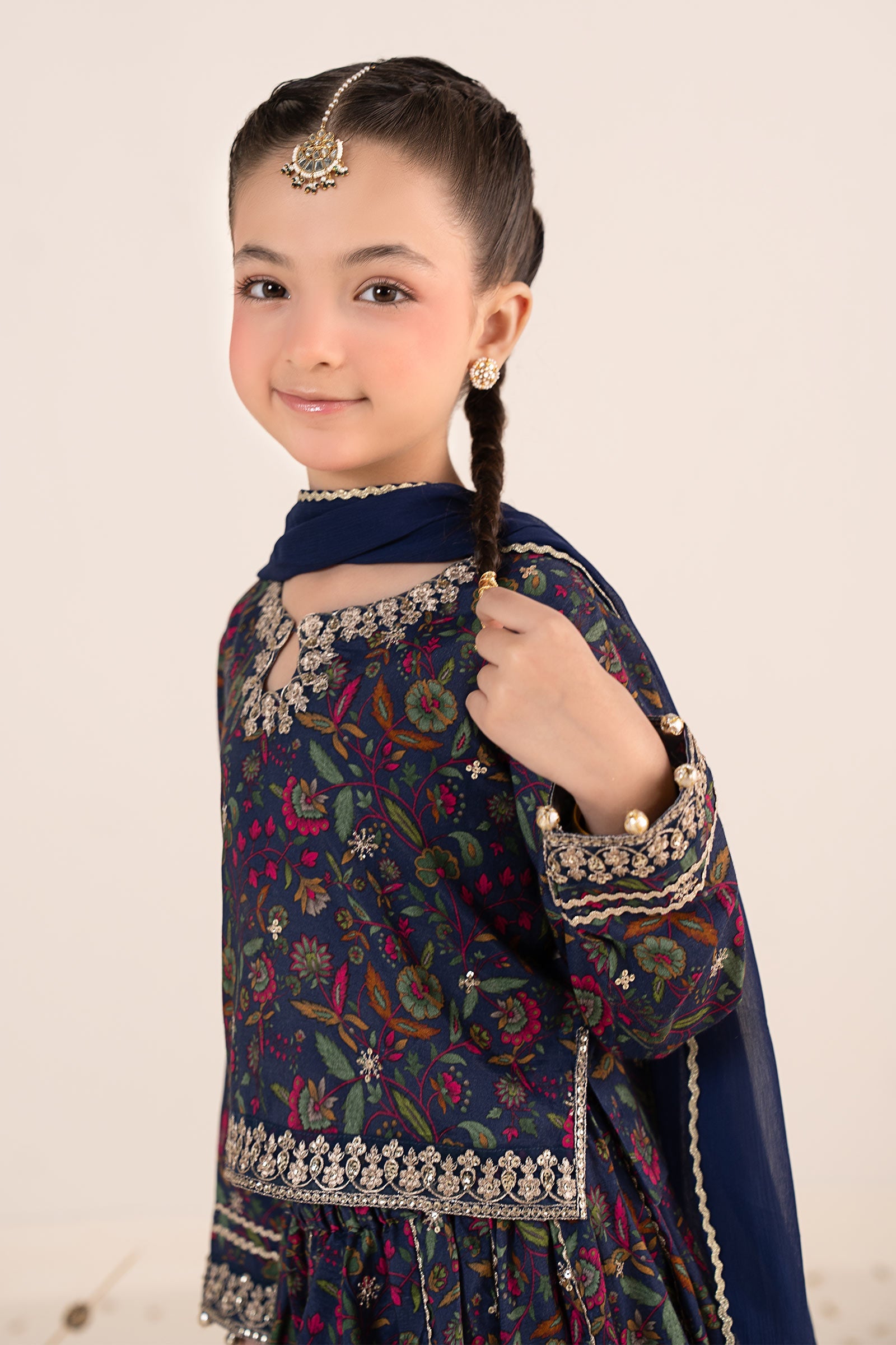 kids-clothes-mks-ea26-17-navy-blue by Maria B Kids - Designer Dress  - Type : KidsClothes - Available at Libasekhas UK - 100% Original 