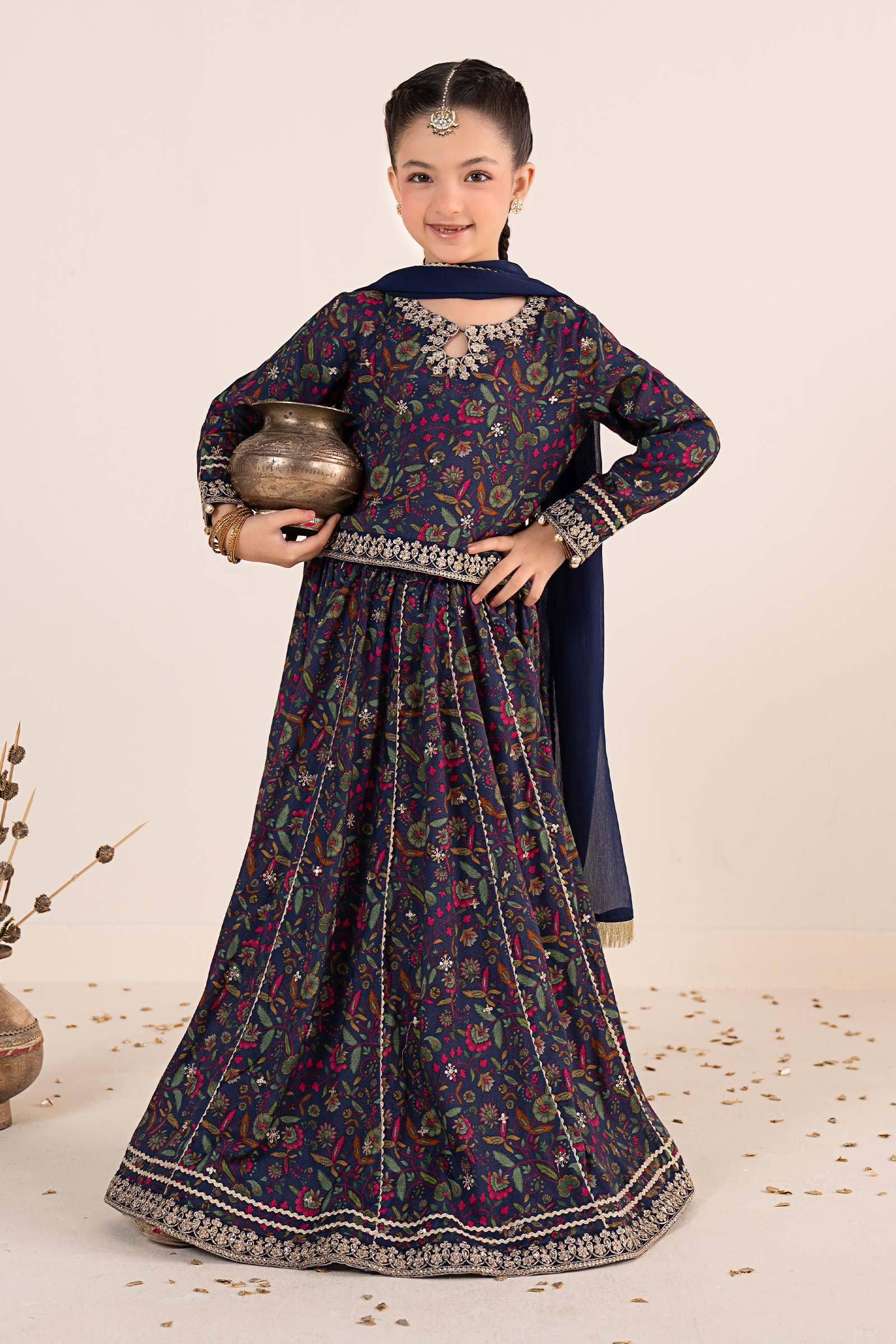 kids-clothes-mks-ea26-17-navy-blue by Maria B Kids - Designer Dress  - Type : KidsClothes - Available at Libasekhas UK - 100% Original 