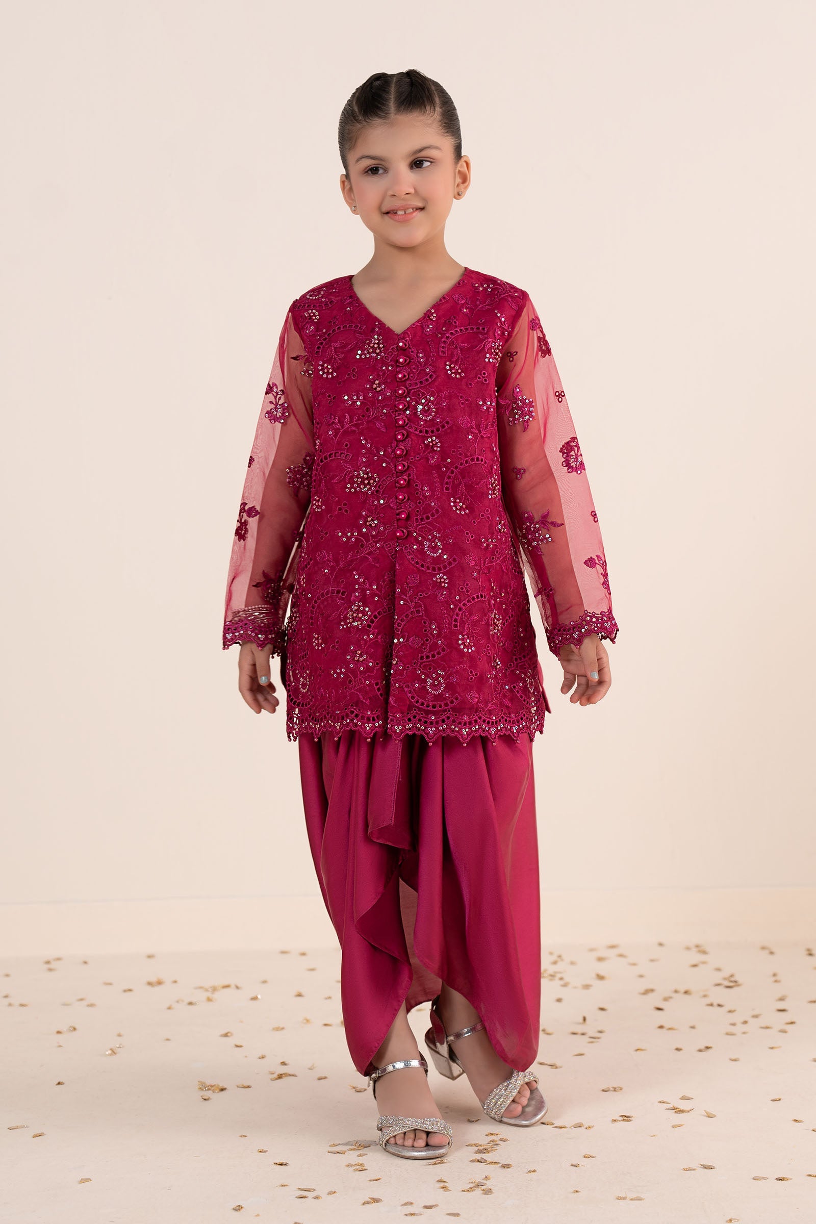 kids-clothes-mks-ea26-21-tea-pink by Maria B Kids - Designer Dress  - Type : KidsClothes - Available at Libasekhas UK - 100% Original 