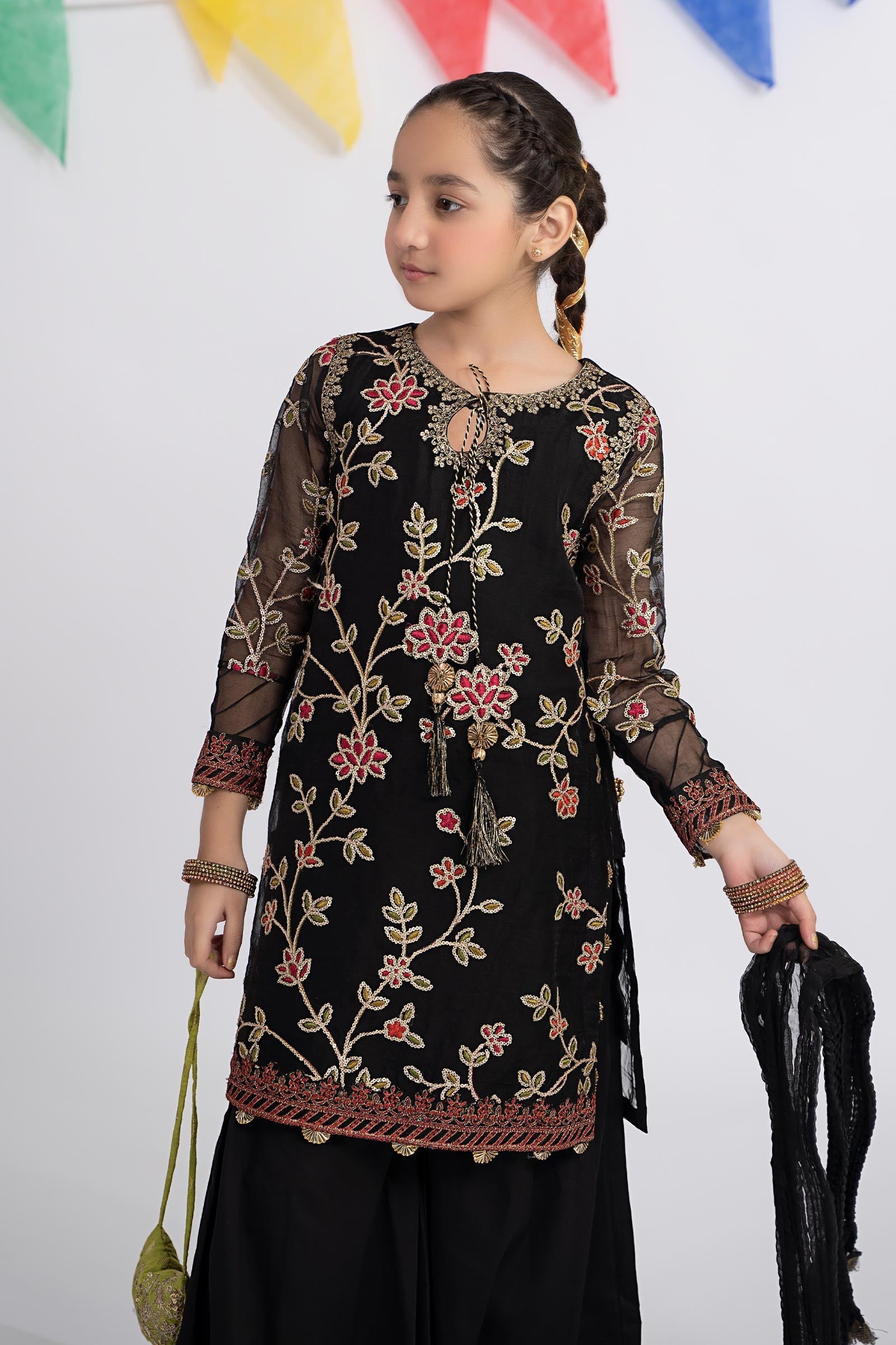 Maria B | 3 Piece Embroidered Organza Suit | MKS-EF24-30 - by - Libasekhas UK - Registered Vendor of : Maria B - 100% Original Designer Dresss