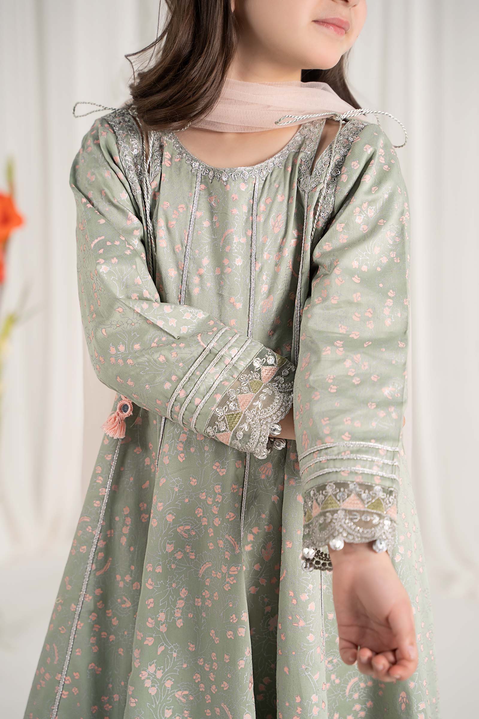 Maria B | 3 Piece Embroidered Cotton Satin Suit | MKS-EF25-08 - by - Libasekhas UK - Registered Vendor of : Maria B - 100% Original Designer Dresss