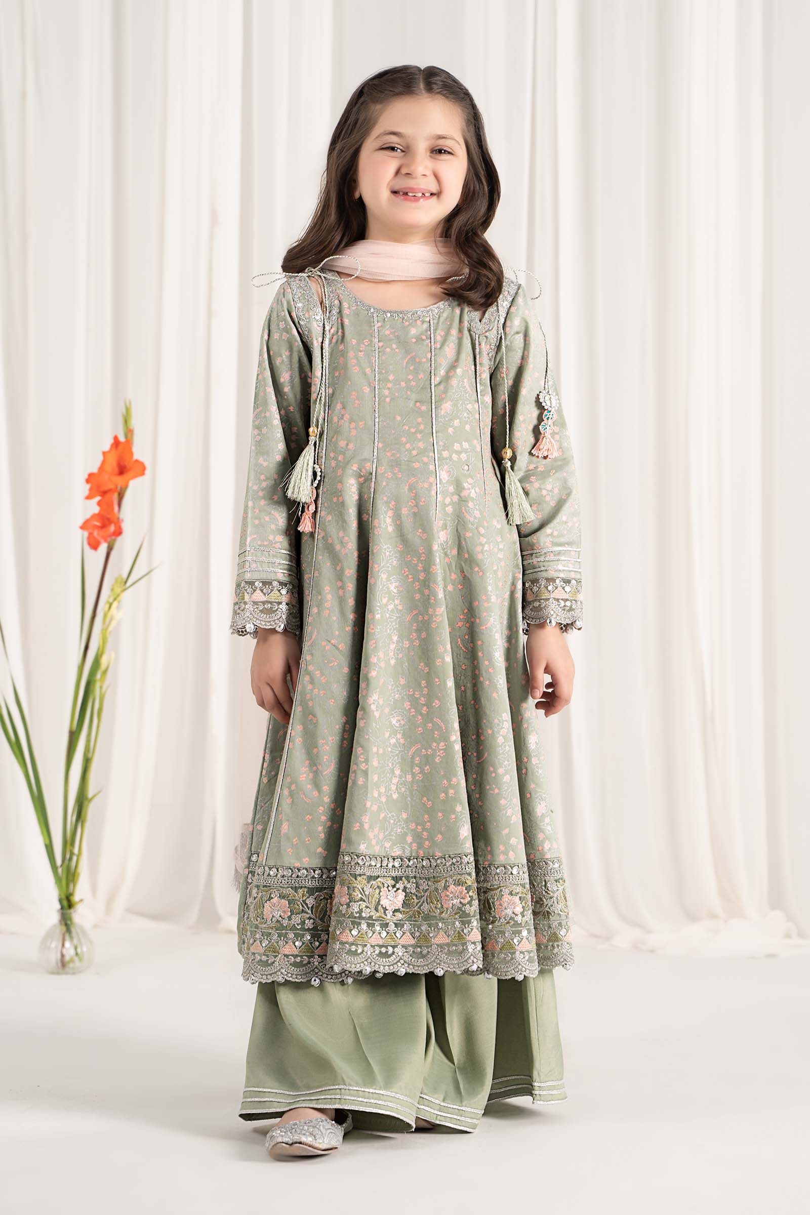Maria B | 3 Piece Embroidered Cotton Satin Suit | MKS-EF25-08 - by - Libasekhas UK - Registered Vendor of : Maria B - 100% Original Designer Dresss
