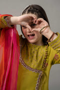 3 Piece Embroidered Raw Silk Suit - Kids Clothing - available at Maria Faisal in UK and USA.