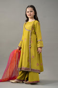 3 Piece Embroidered Raw Silk Suit - Kids Clothing - available at Maria Faisal in UK and USA.