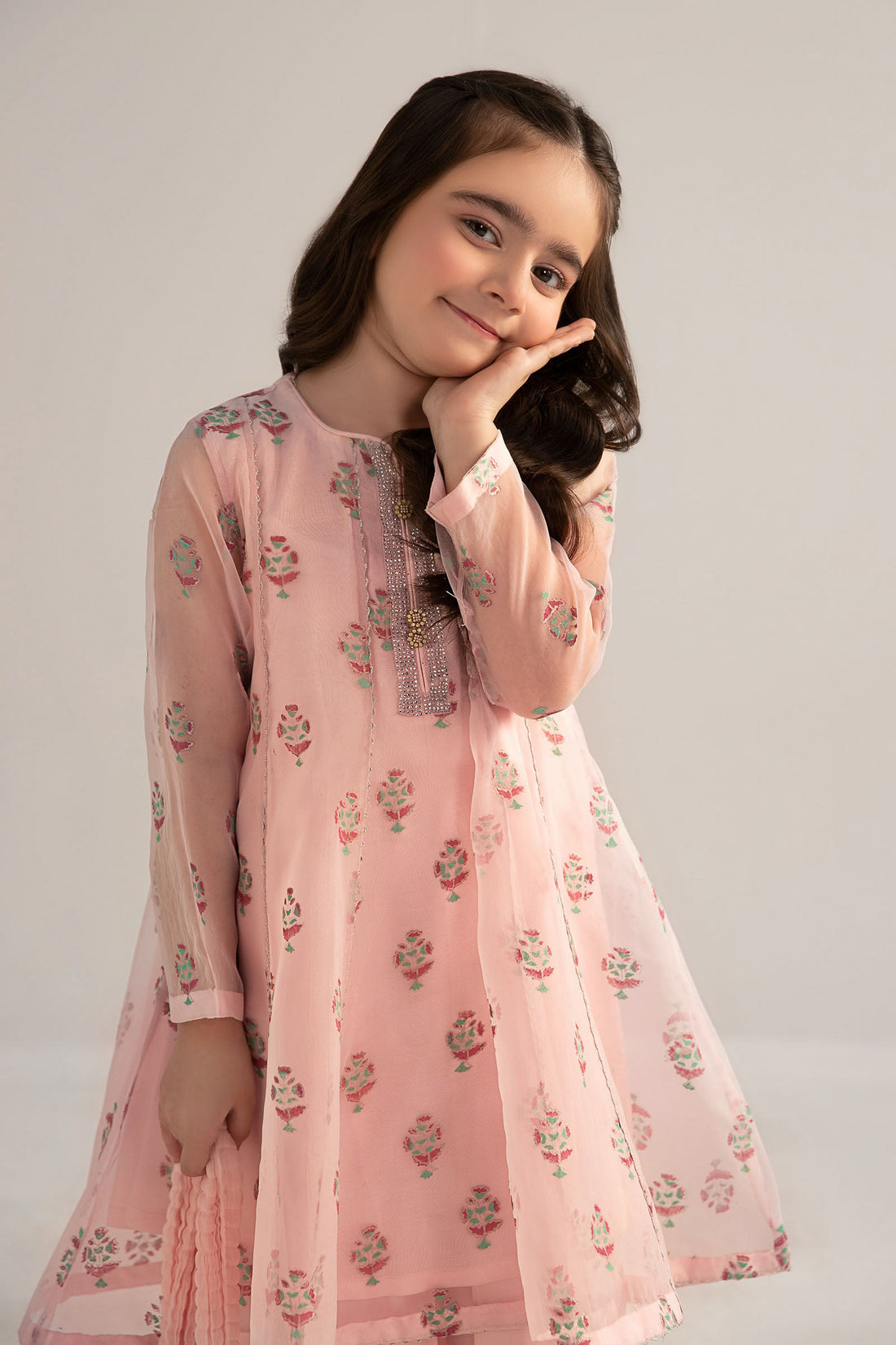 3 Piece Printed Poly Organza Suit - Kids Clothing - available at Maria Faisal in UK and USA.