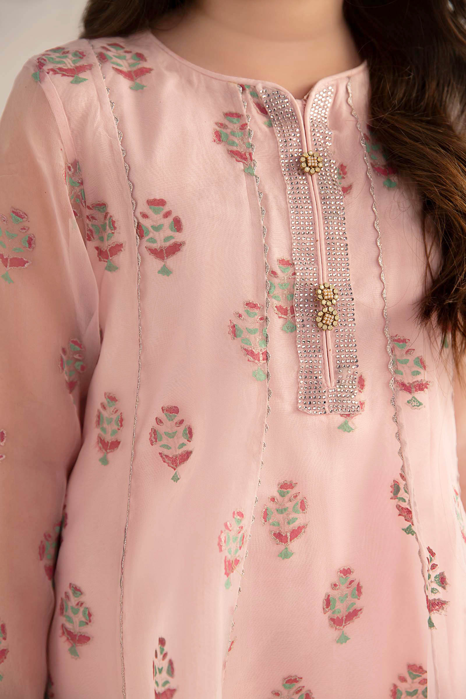 3 Piece Printed Poly Organza Suit - Kids Clothing - available at Maria Faisal in UK and USA.