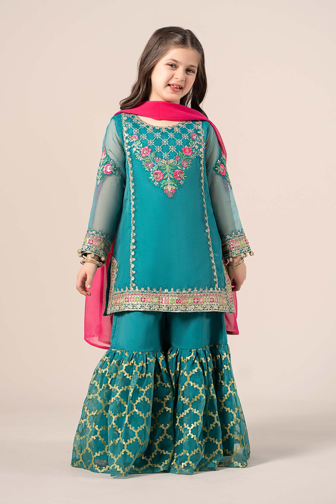 Maria B | 3 Piece Embroidered Organza Suit | MKS-EF25-16 - by - Libasekhas UK - Registered Vendor of : Maria B - 100% Original Designer Dresss