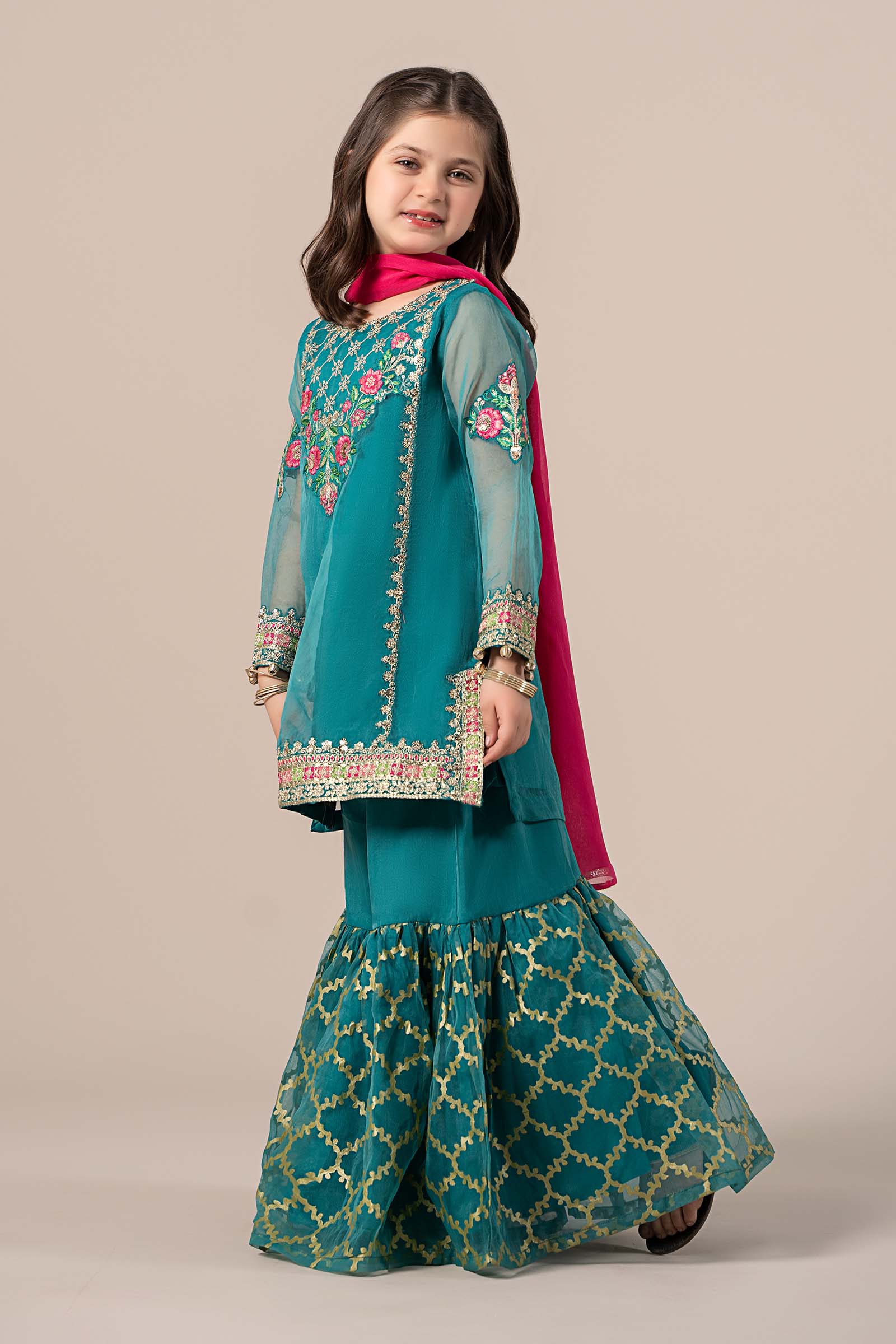 Maria B | 3 Piece Embroidered Organza Suit | MKS-EF25-16 - by - Libasekhas UK - Registered Vendor of : Maria B - 100% Original Designer Dresss