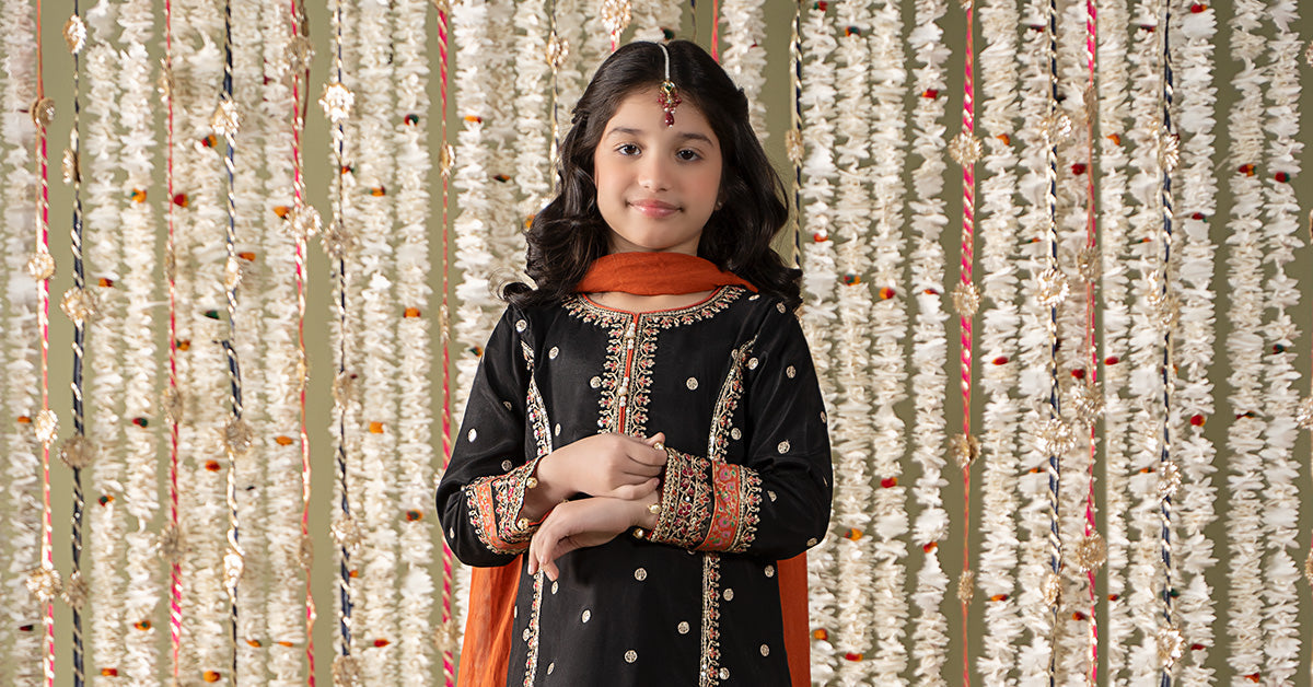 Maria B | 3 Piece Embroidered Raw Silk Suit | MKS-EF25-25 - by - Libasekhas UK - Registered Vendor of : Maria B - 100% Original Designer Dresss