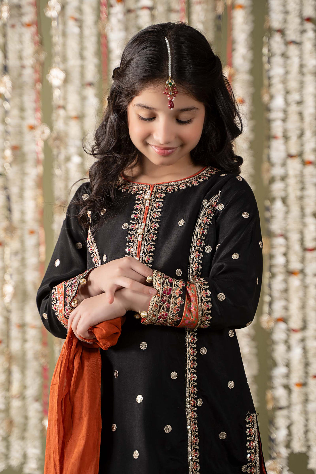 Maria B | 3 Piece Embroidered Raw Silk Suit | MKS-EF25-25 - by - Libasekhas UK - Registered Vendor of : Maria B - 100% Original Designer Dresss