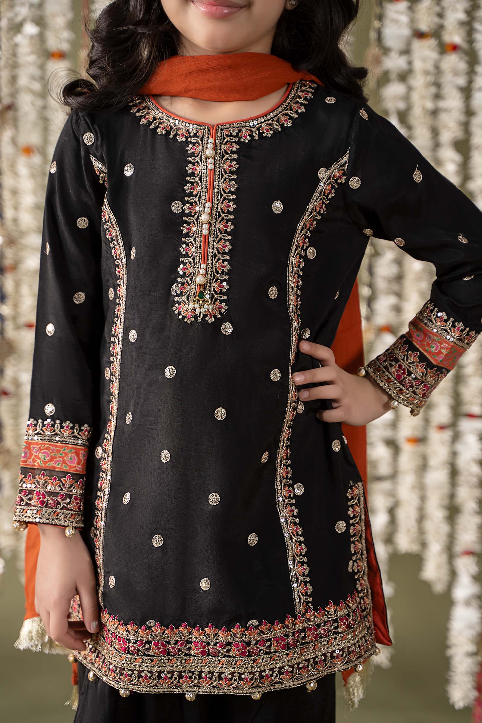 Maria B | 3 Piece Embroidered Raw Silk Suit | MKS-EF25-25 - by - Libasekhas UK - Registered Vendor of : Maria B - 100% Original Designer Dresss