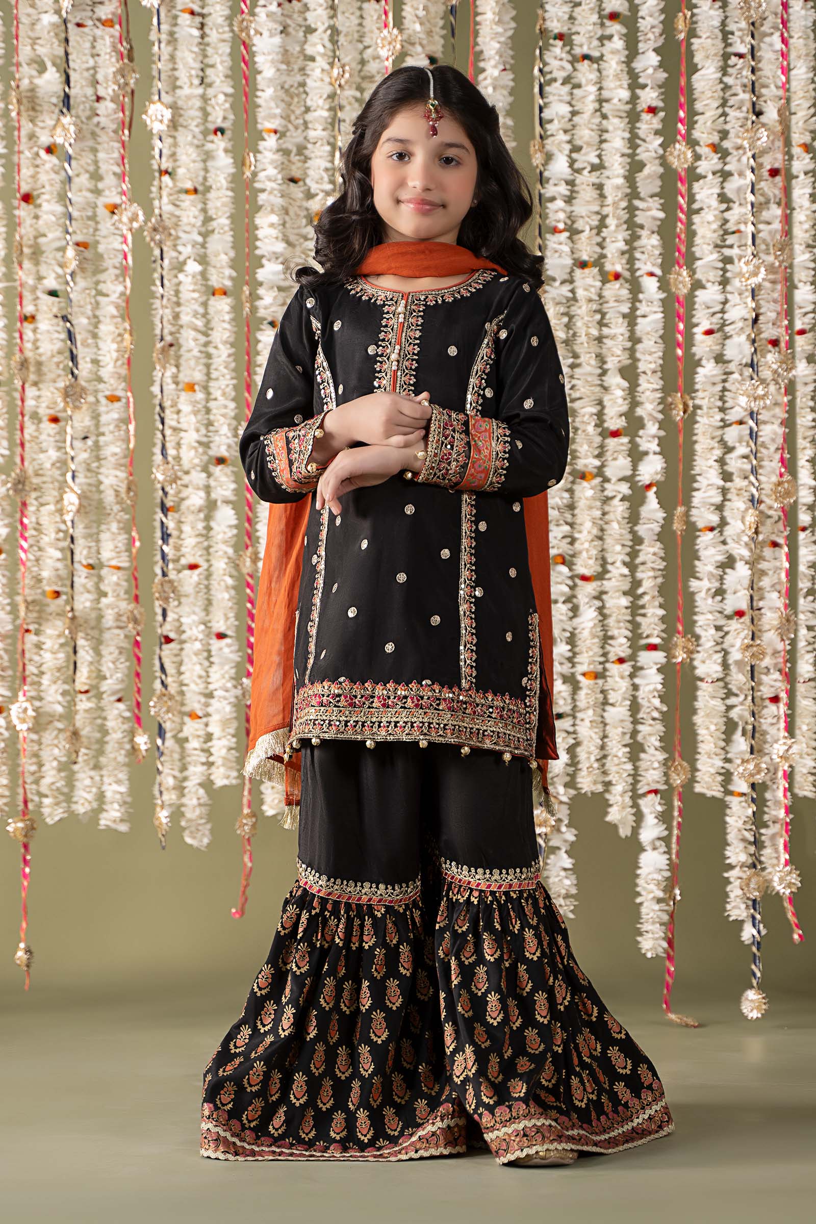 Maria B | 3 Piece Embroidered Raw Silk Suit | MKS-EF25-25 - by - Libasekhas UK - Registered Vendor of : Maria B - 100% Original Designer Dresss