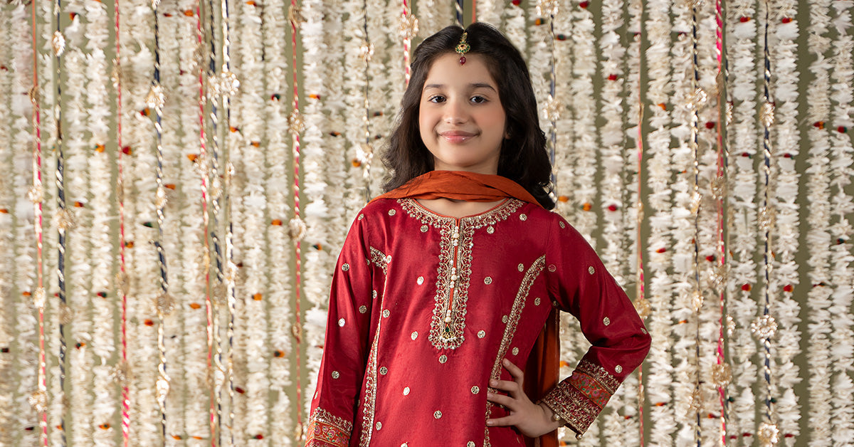 Maria B | 3 Piece Embroidered Raw Silk Suit | MKS-EF25-25 - by - Libasekhas UK - Registered Vendor of : Maria B - 100% Original Designer Dresss