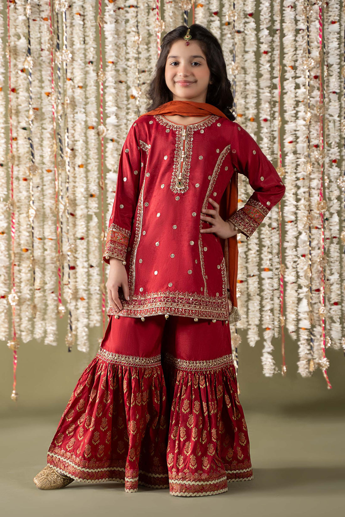 Maria B | 3 Piece Embroidered Raw Silk Suit | MKS-EF25-25 - by - Libasekhas UK - Registered Vendor of : Maria B - 100% Original Designer Dresss