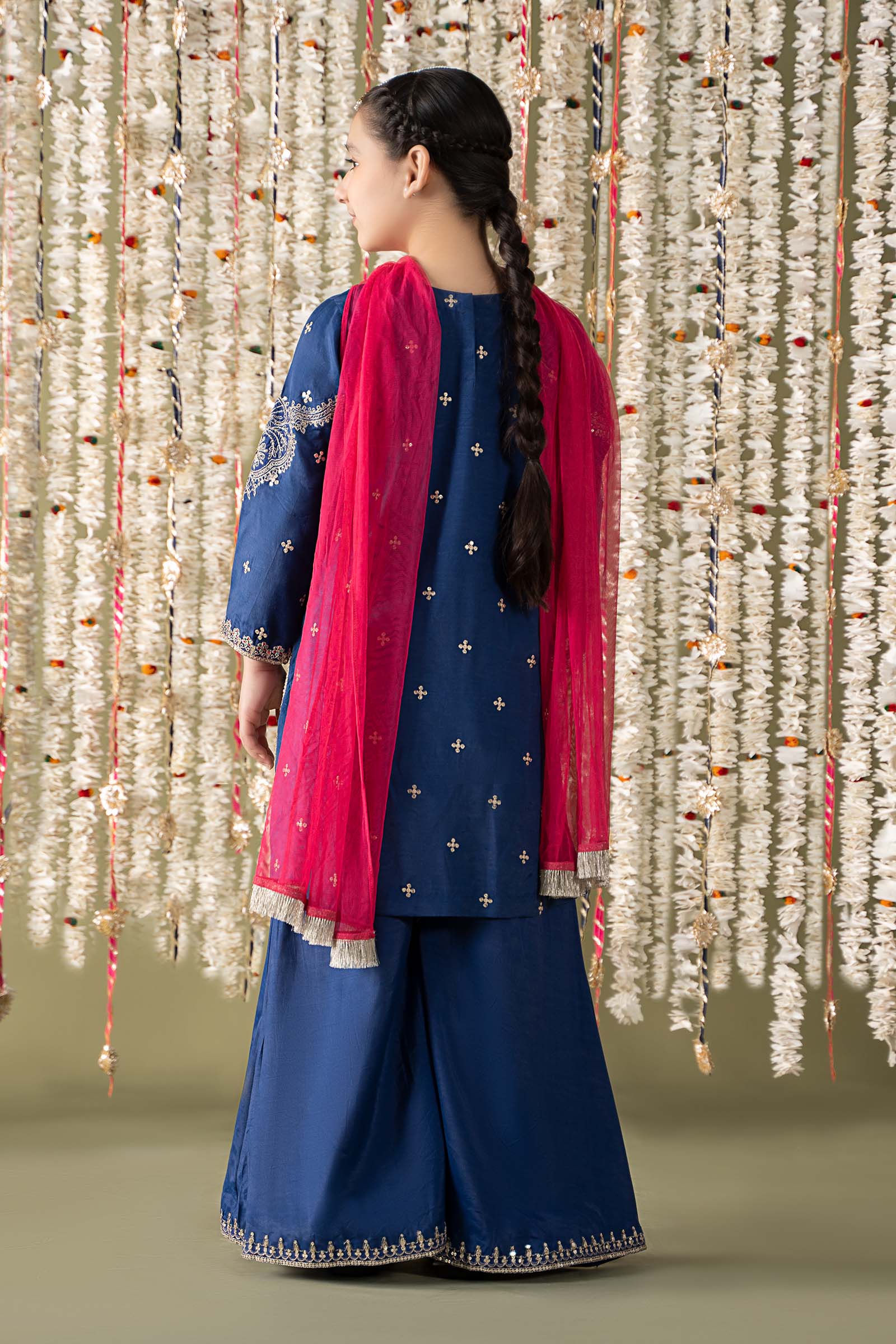 Maria B | 3 Piece Embroidered Raw Silk Suit | MKS-EF25-27 - by - Libasekhas UK - Registered Vendor of : Maria B - 100% Original Designer Dresss